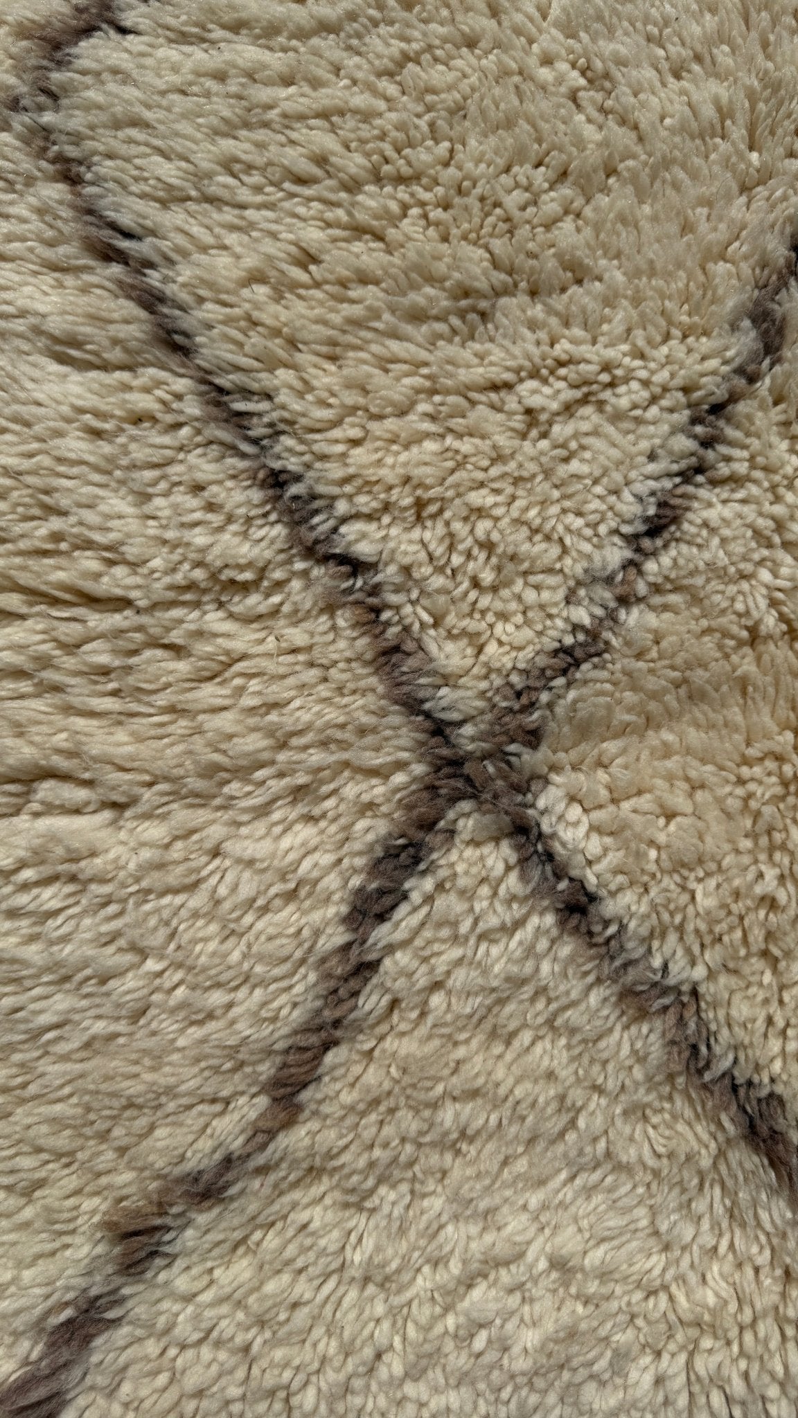 Beni Ouarain Moroccan Rug - Cream/Brown - 185cm x 154cm - Rohi Threads