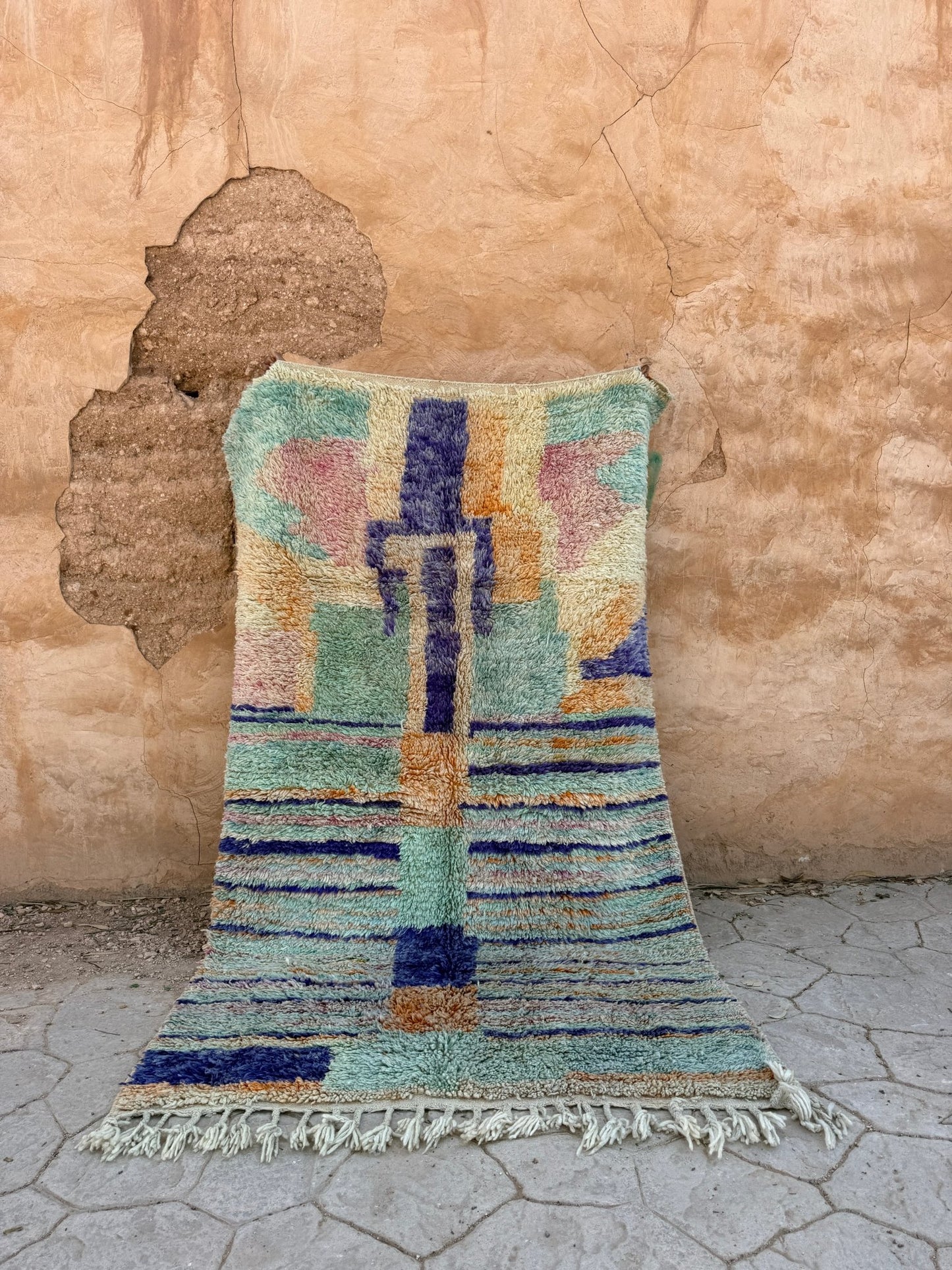 Boujaad Moroccan Rug - Blue/Turqoise Pastel - 260cm x 152cm - Rohi Threads