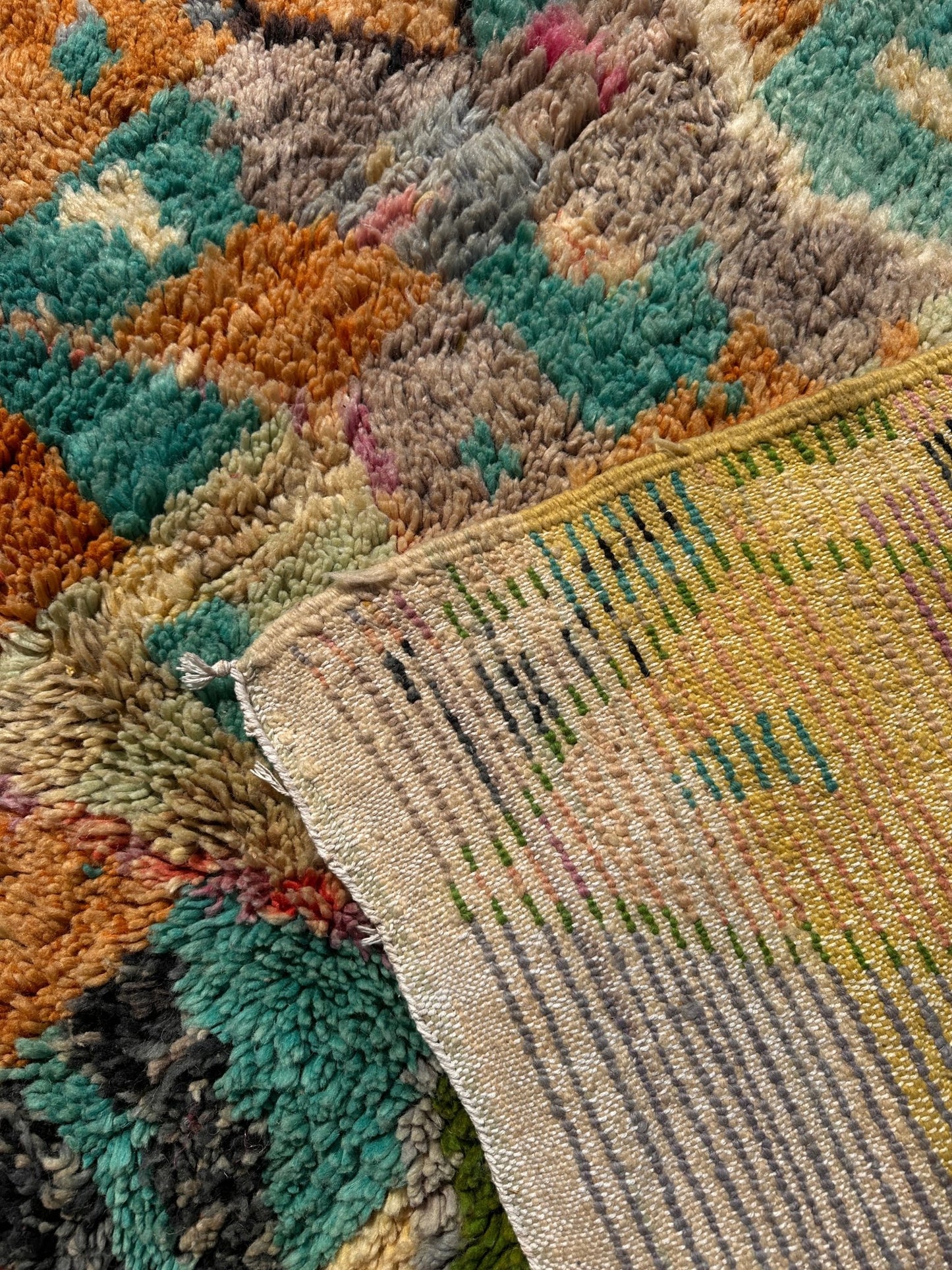 Boujaad Moroccan Rug - Multicoloured Pastel - 231cm x 166cm - Rohi Threads