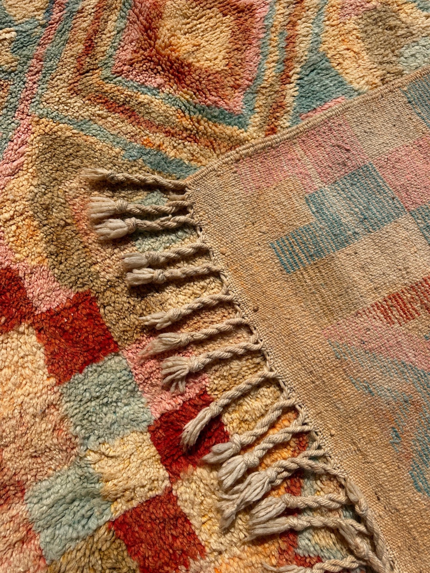 Boujaad Moroccan Rug - Multicoloured Pastel - 262cm x 165cm - Rohi Threads