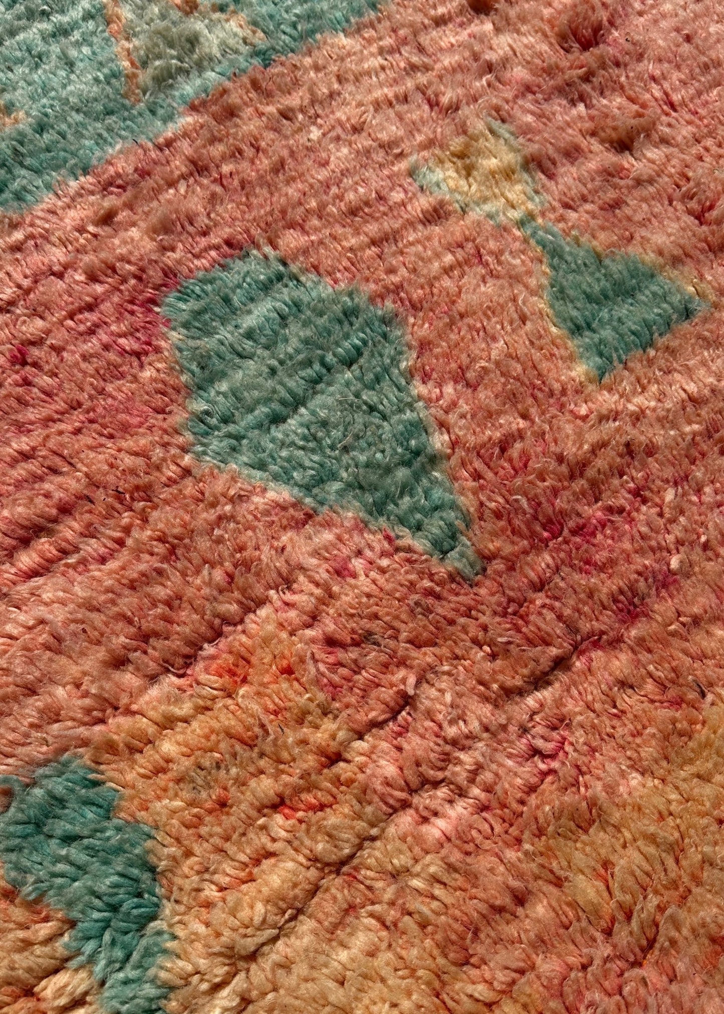 Boujaad Moroccan rug - Pastel Pink/Beige/Turqoise - 260cm x 161cm - Rohi Threads