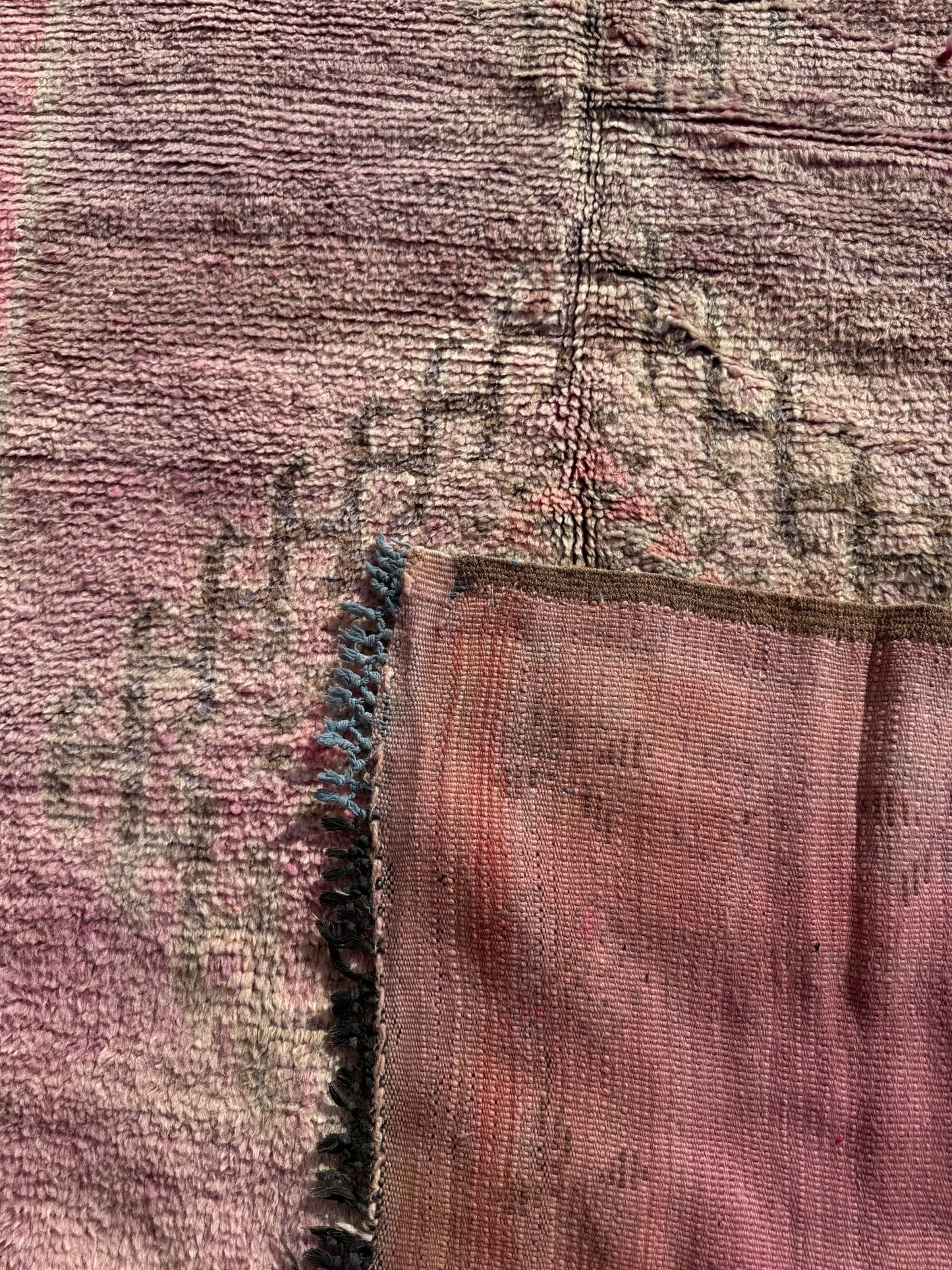 Boujaad Vintage Moroccan Rug - 225cm x 125cm - Pink/Purple - Rohi Threads