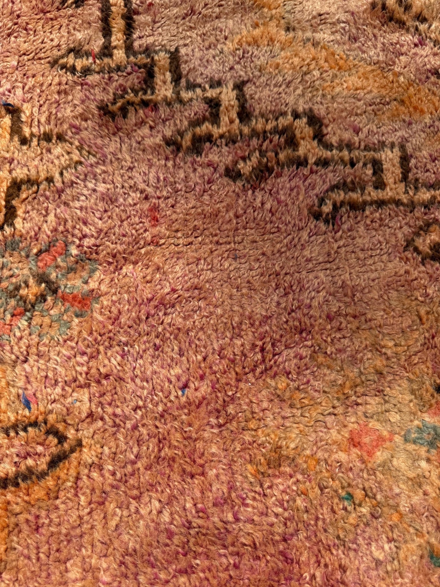 Taznakht Vintage Moroccan Rug - Pink/Orange/Lilac - 413cm x 170cm - Rohi Threads