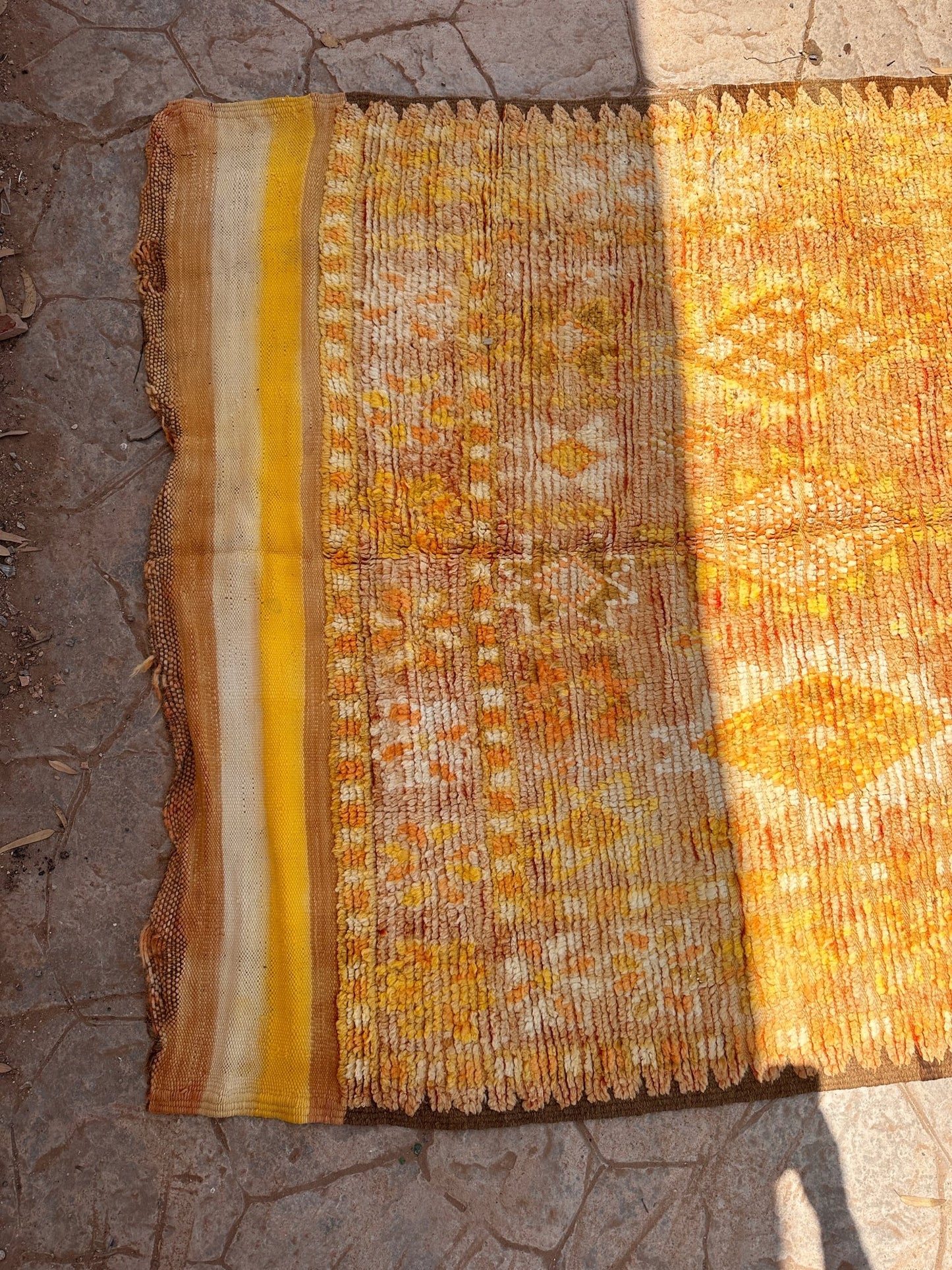 Vintage Moroccan Rug Ben Sbaa - Mustard/Beige - 330cm x 160cm - Rohi Threads