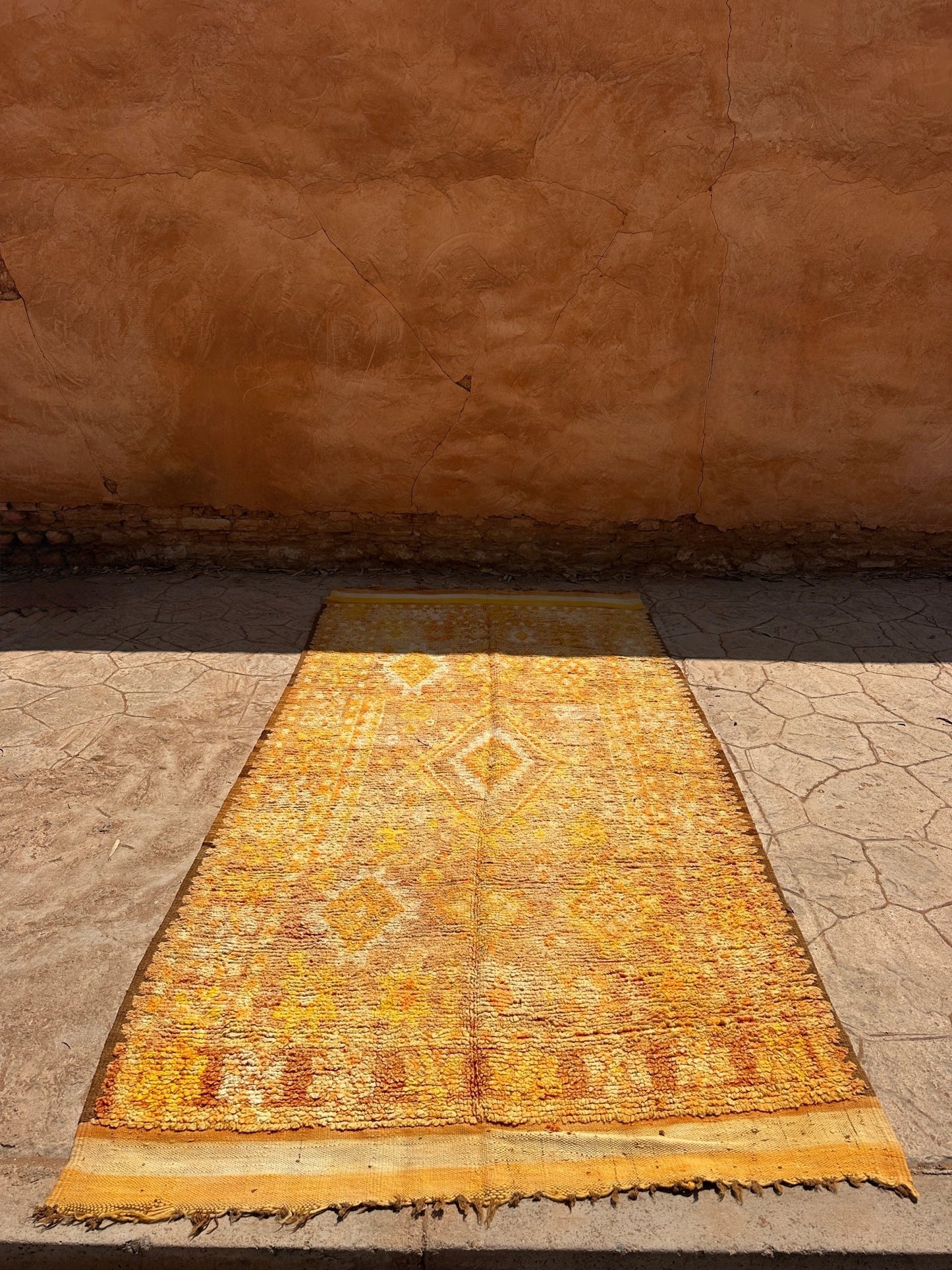 Vintage Moroccan Rug Ben Sbaa - Mustard/Beige - 330cm x 160cm - Rohi Threads