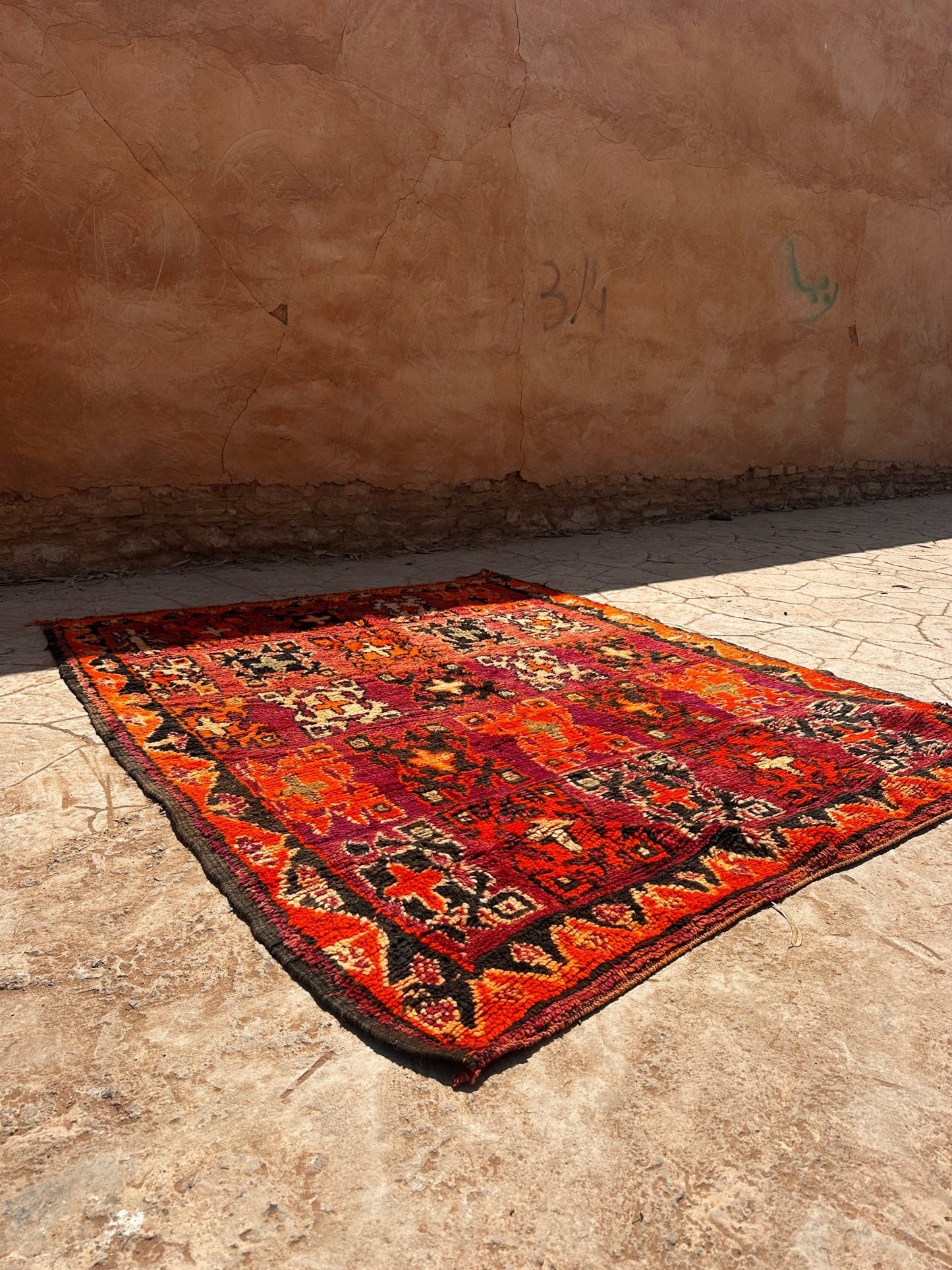 Zemmour Vintage Moroccan Rug - Purple/Orange - 220cm x 180cm - Rohi Threads