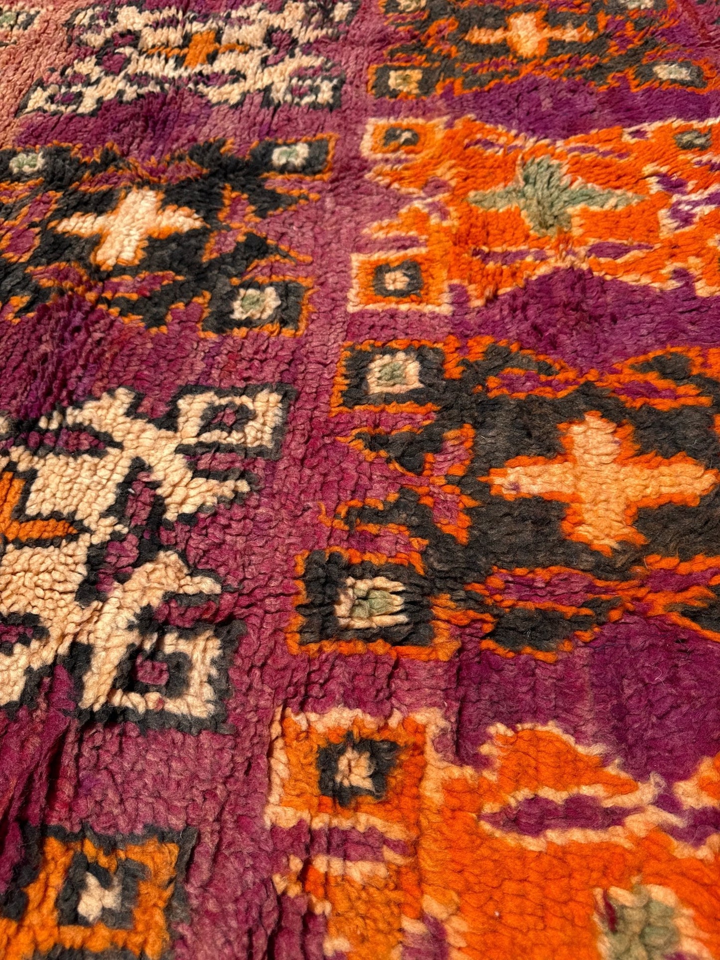 Zemmour Vintage Moroccan Rug - Purple/Orange - 220cm x 180cm - Rohi Threads