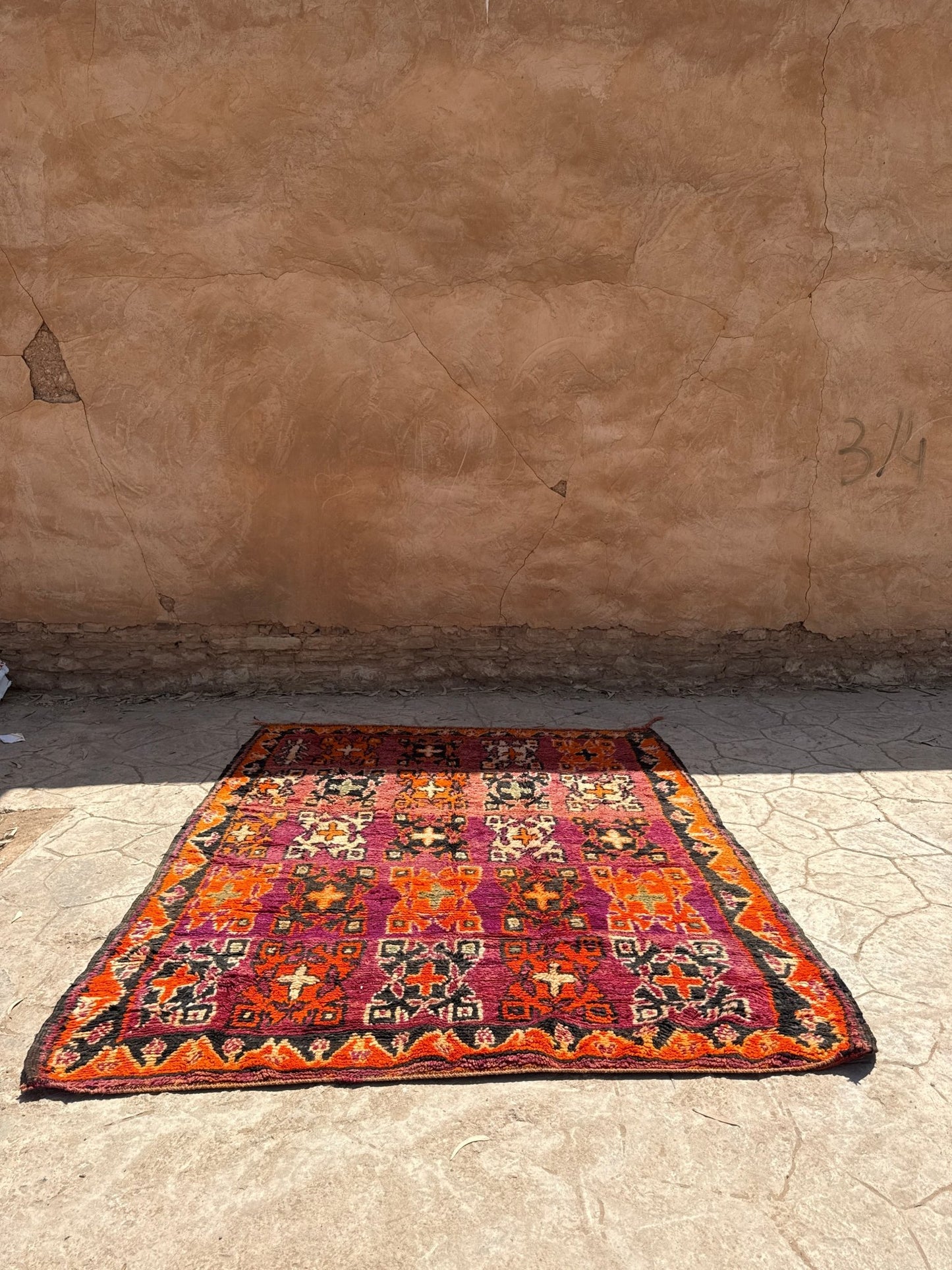Zemmour Vintage Moroccan Rug - Purple/Orange - 220cm x 180cm - Rohi Threads