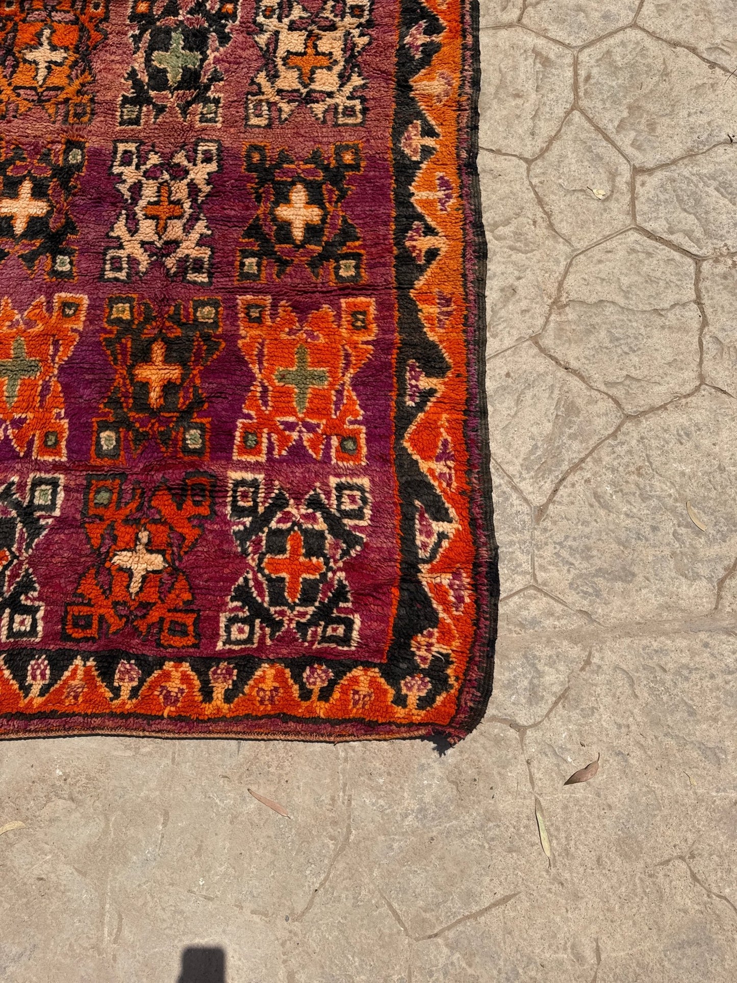 Zemmour Vintage Moroccan Rug - Purple/Orange - 220cm x 180cm - Rohi Threads