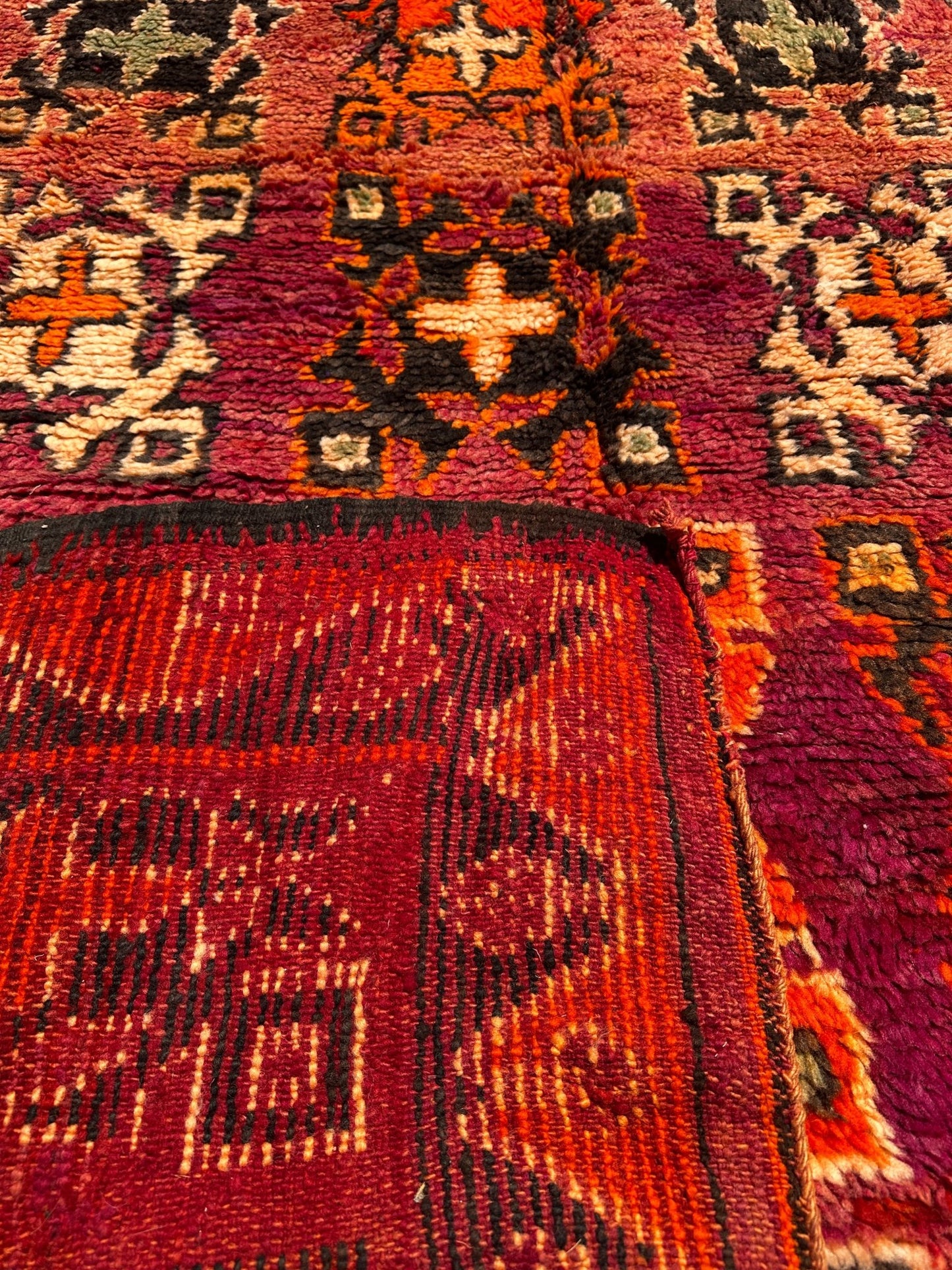 Zemmour Vintage Moroccan Rug - Purple/Orange - 220cm x 180cm - Rohi Threads