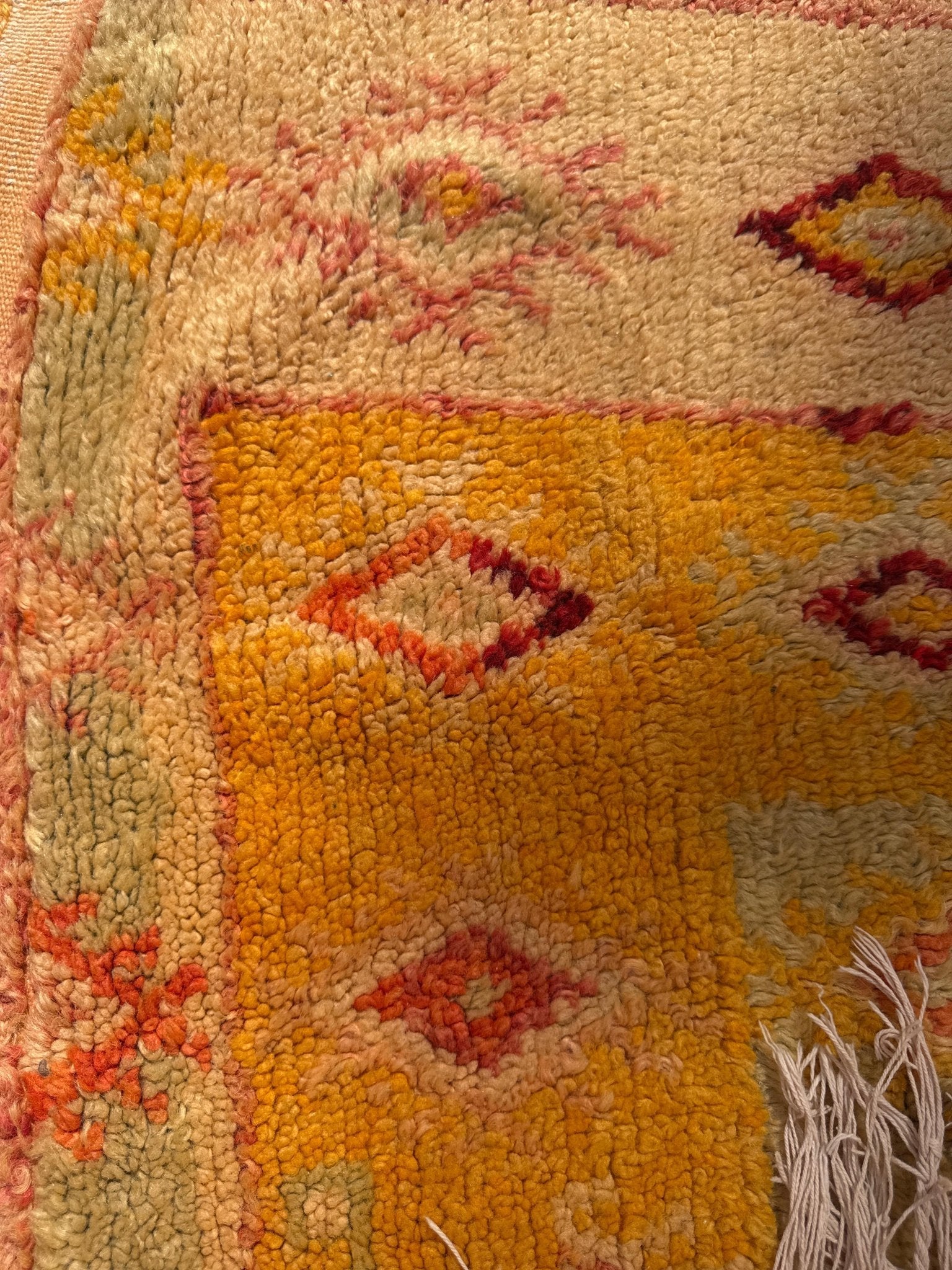 Azilal Vintage Small Moroccan Rug - Yellow - 221cm x 126cm - Rohi Threads