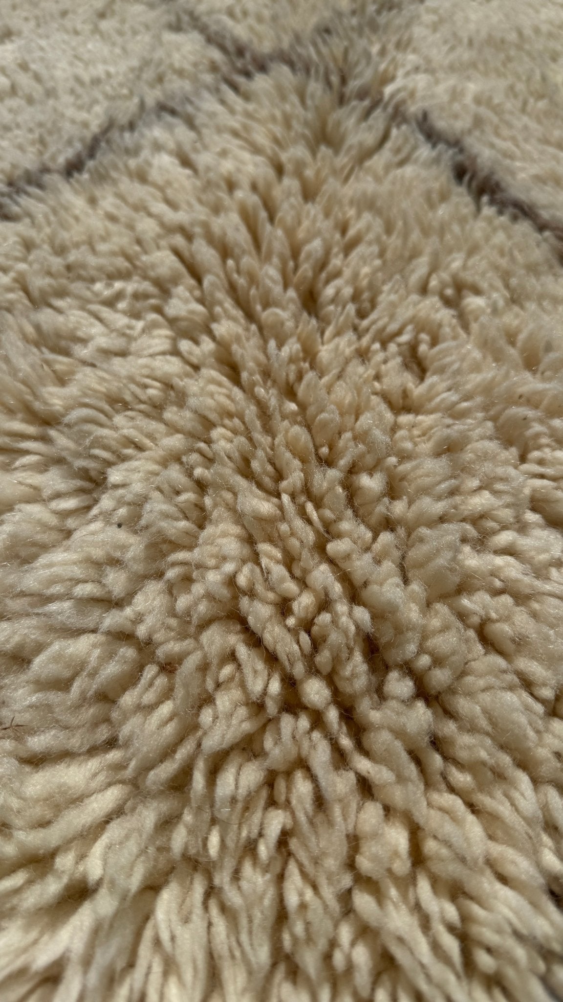 Beni Ouarain Moroccan Rug - Cream/Brown - 185cm x 154cm - Rohi Threads
