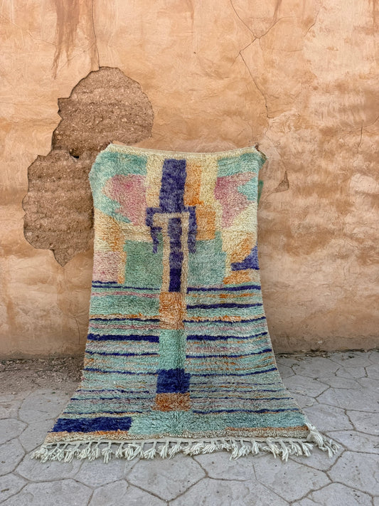 Boujaad Moroccan Rug - Blue/Turqoise Pastel - 260cm x 152cm - Rohi Threads