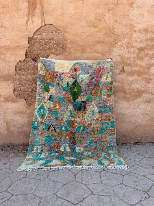 Boujaad Moroccan Rug - Multicoloured Pastel - 231cm x 166cm - Rohi Threads