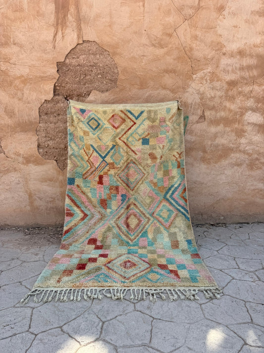 Boujaad Moroccan Rug - Multicoloured Pastel - 262cm x 165cm - Rohi Threads