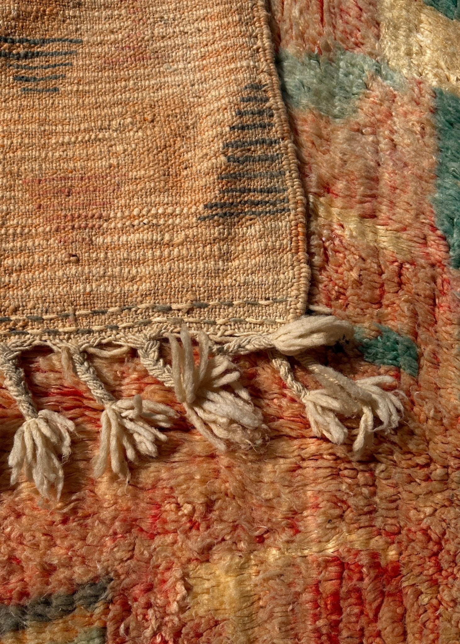 Boujaad Moroccan rug - Pastel Pink/Beige/Turqoise - 260cm x 161cm - Rohi Threads