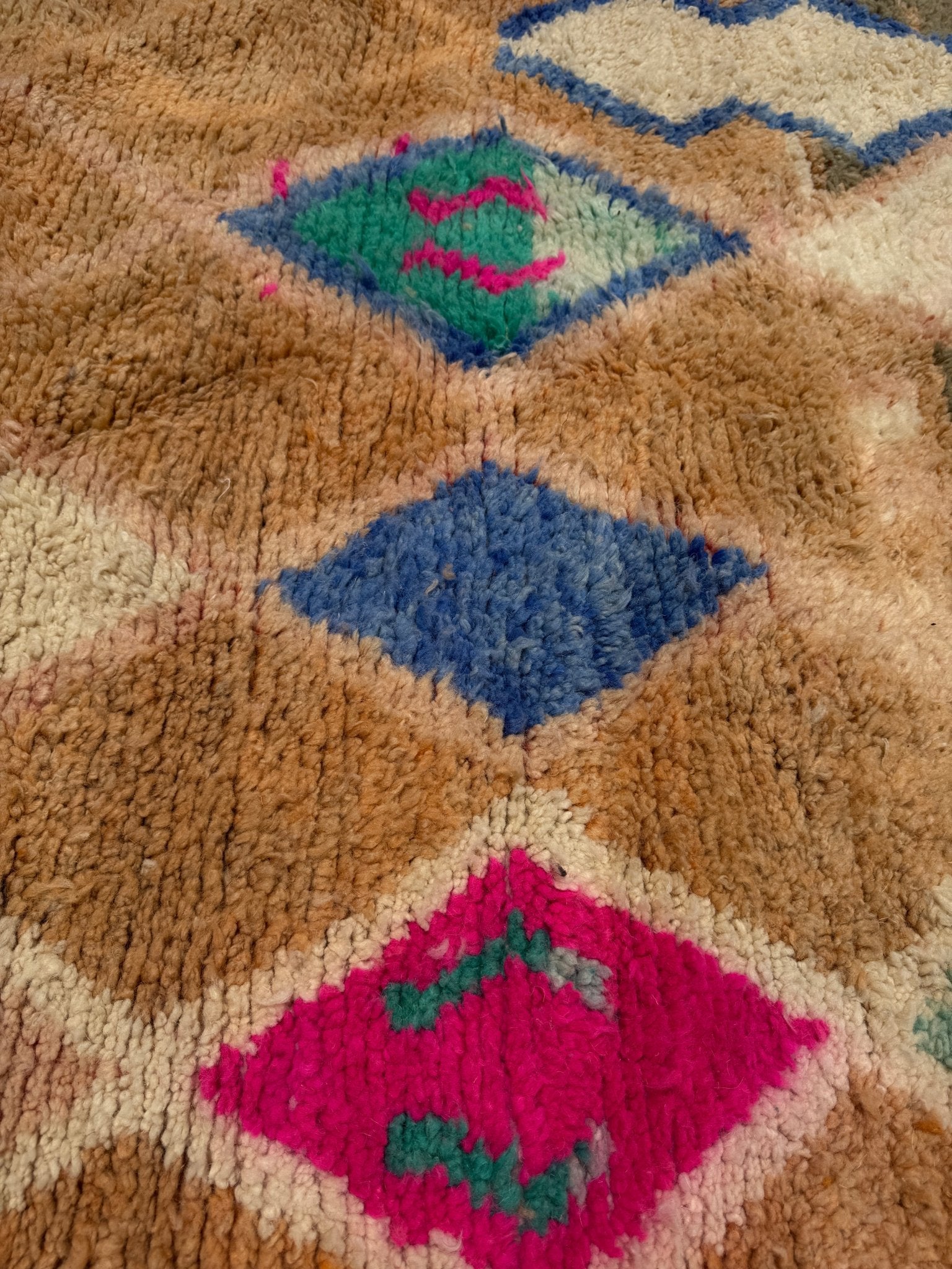 Boujaad Moroccan Rug - Sandy Beige/Pastel - 307cm x 212cm - Rohi Threads