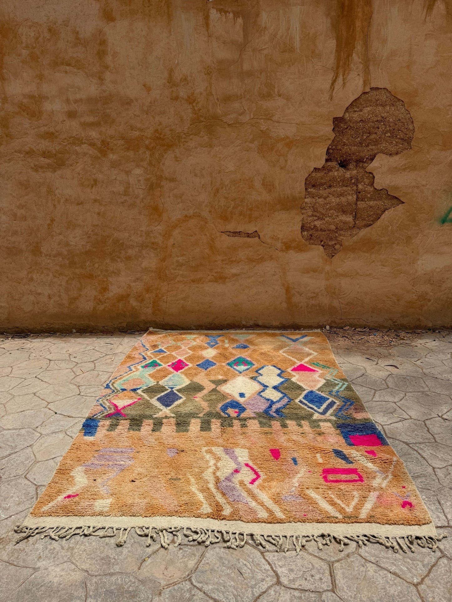Boujaad Moroccan Rug - Sandy Beige/Pastel - 307cm x 212cm - Rohi Threads