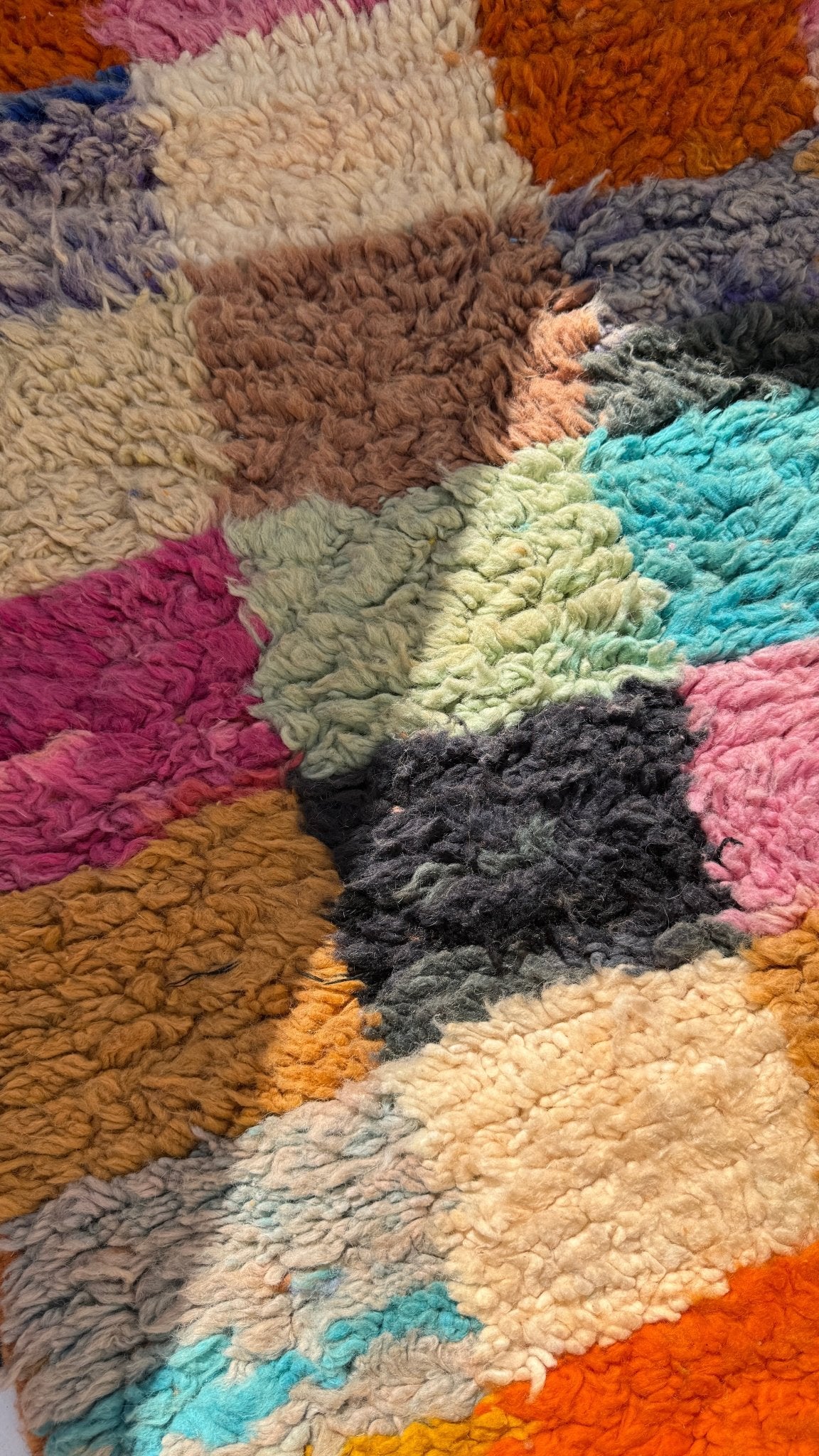 Boujaad Moroccan Runner - Multicoloured Checkered - 315cm x 80cm - Rohi Threads