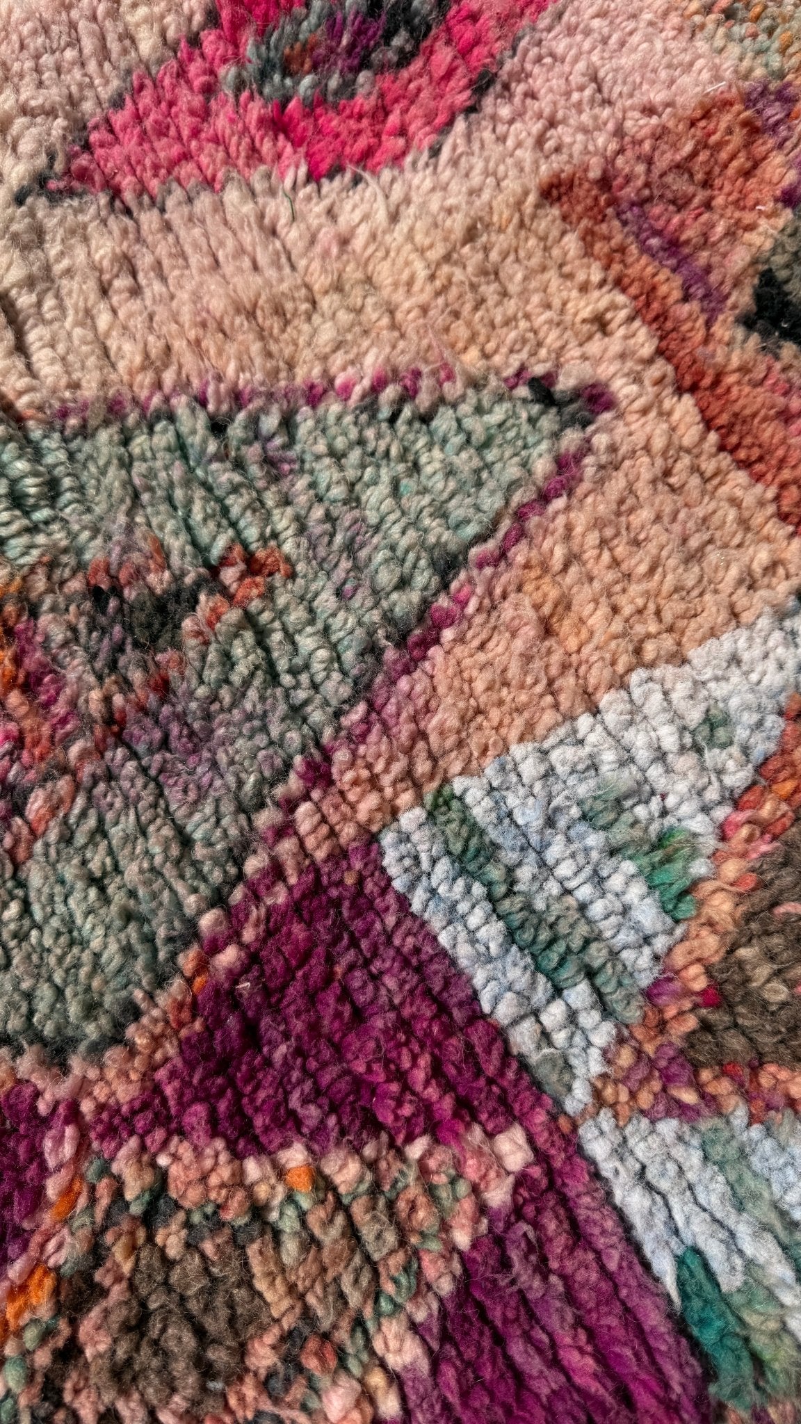 Boujaad Moroccan Runner - Purple, Grey & Pink - 286cm x 69cm - Rohi Threads