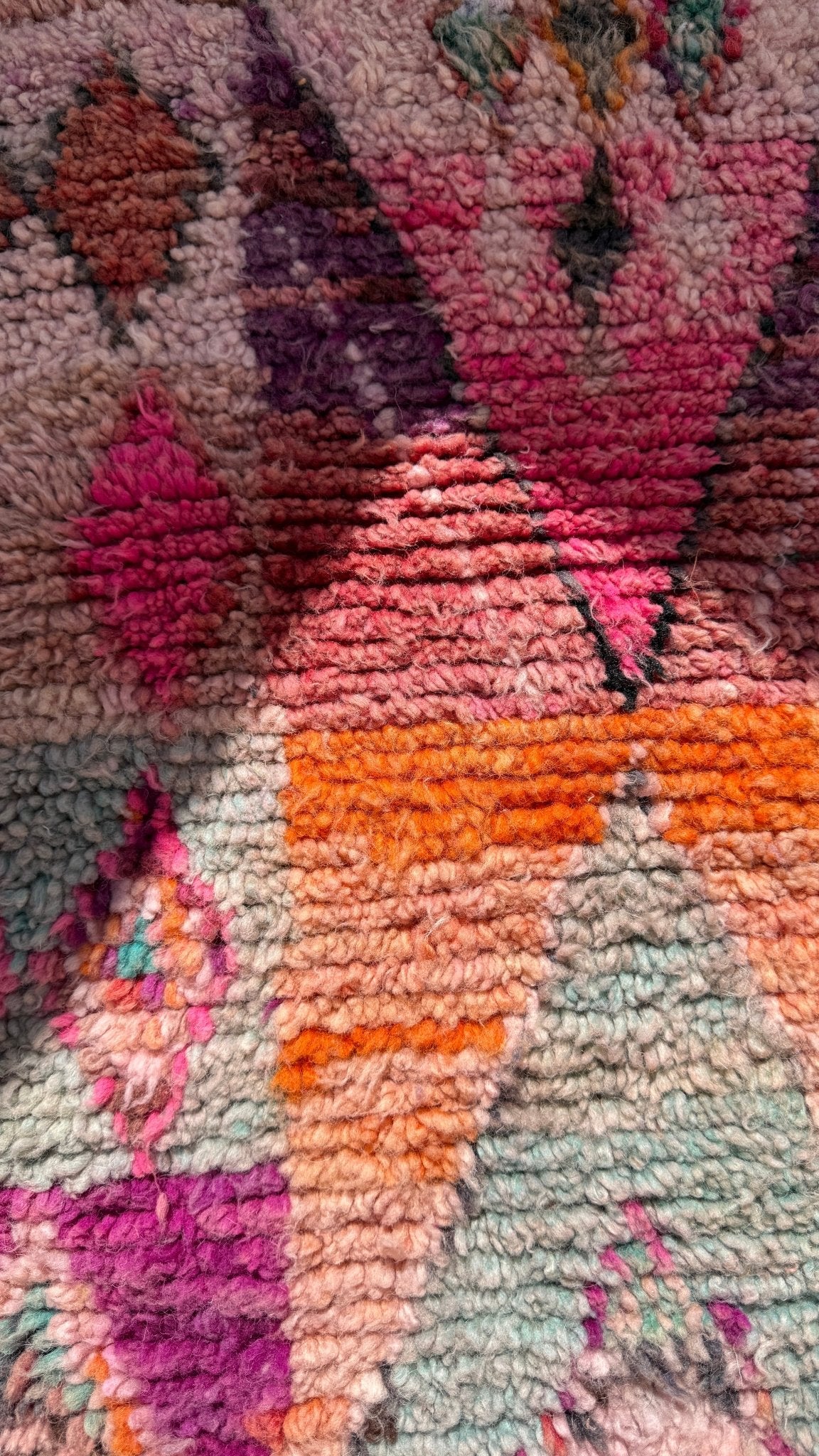 Boujaad Moroccan Runner - Purple, Grey & Pink - 286cm x 69cm - Rohi Threads