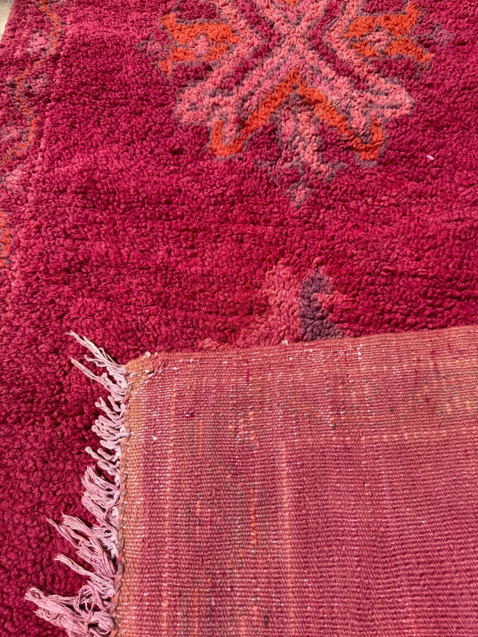 Boujaad Vintage Moroccan Hallway Runner Rug - Pink/Purple - 350 x 86cm - Rohi Threads