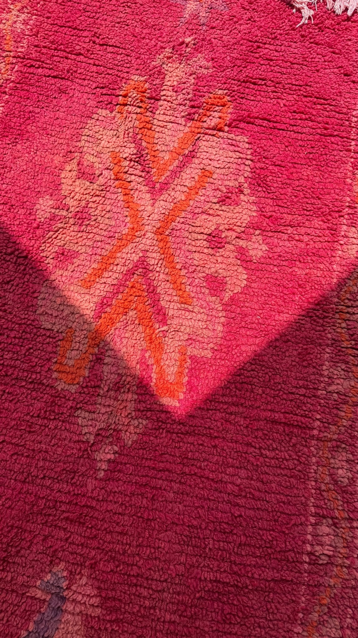 Boujaad Vintage Moroccan Hallway Runner Rug - Pink/Purple - 350 x 86cm - Rohi Threads