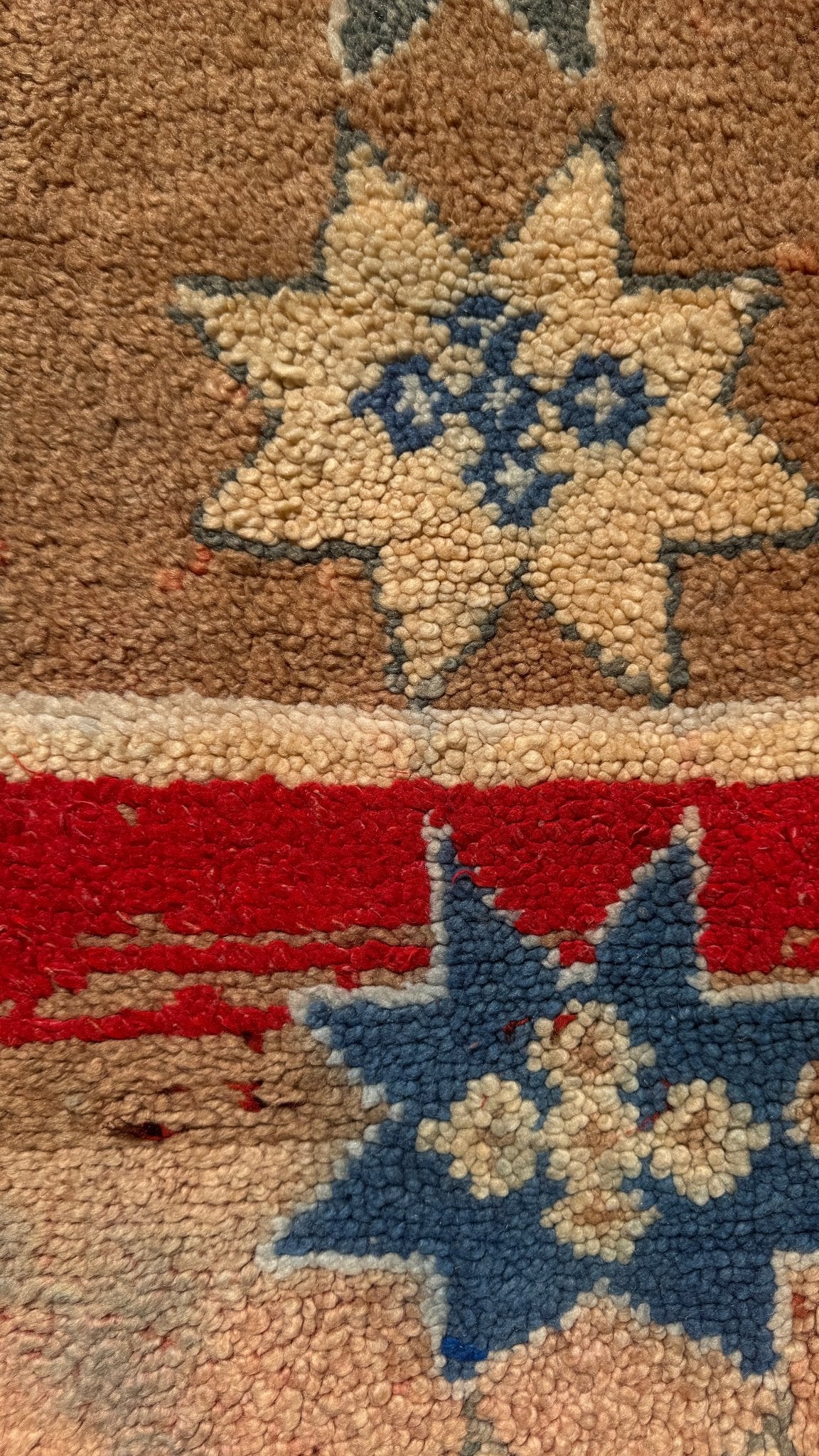 Boujaad Vintage Moroccan Rug - Beige/Blues - 277cm x 149cm - Rohi Threads