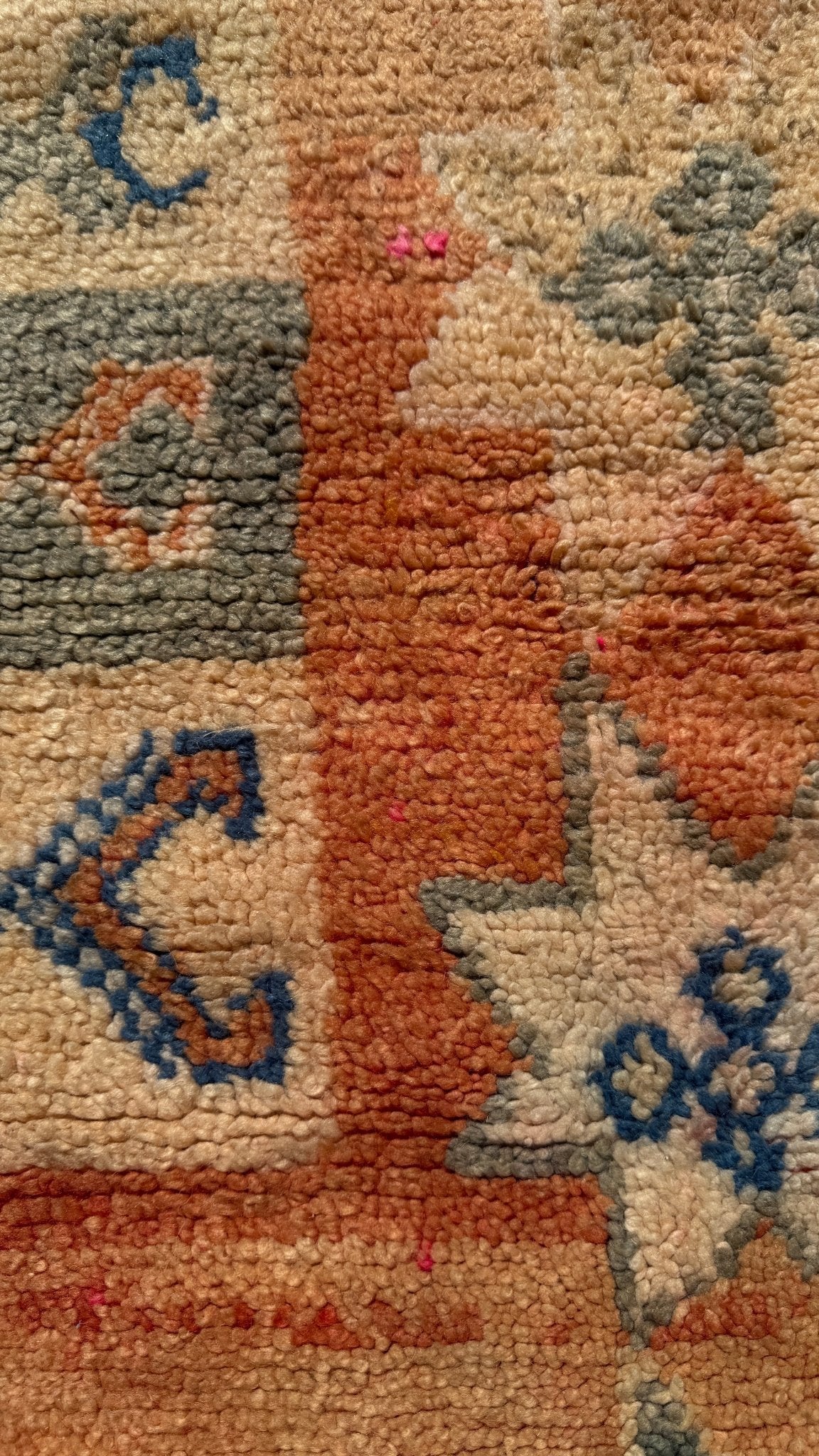 Boujaad Vintage Moroccan Rug - Beige/Blues - 277cm x 149cm - Rohi Threads