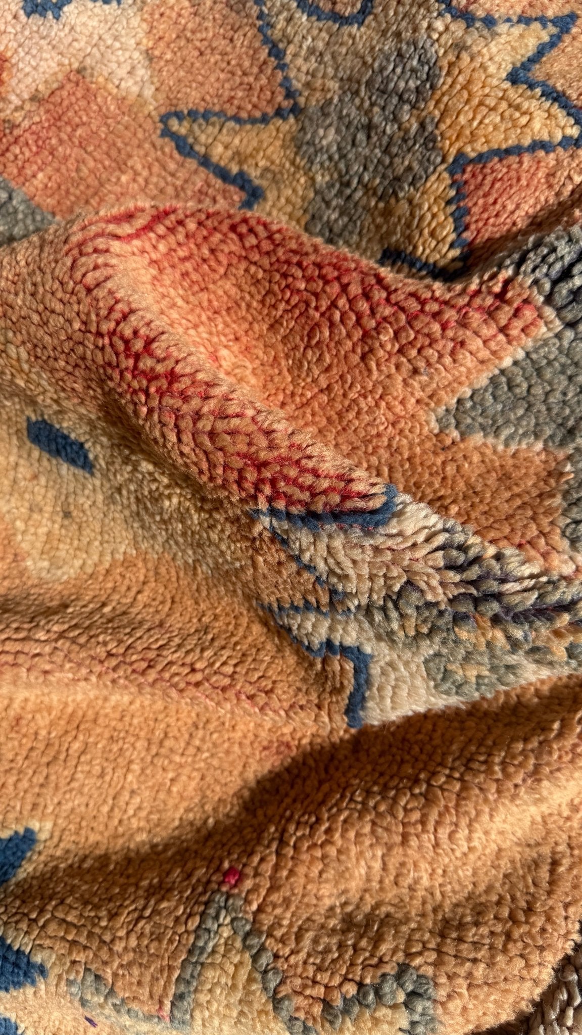 Boujaad Vintage Moroccan Rug - Beige/Blues - 277cm x 149cm - Rohi Threads