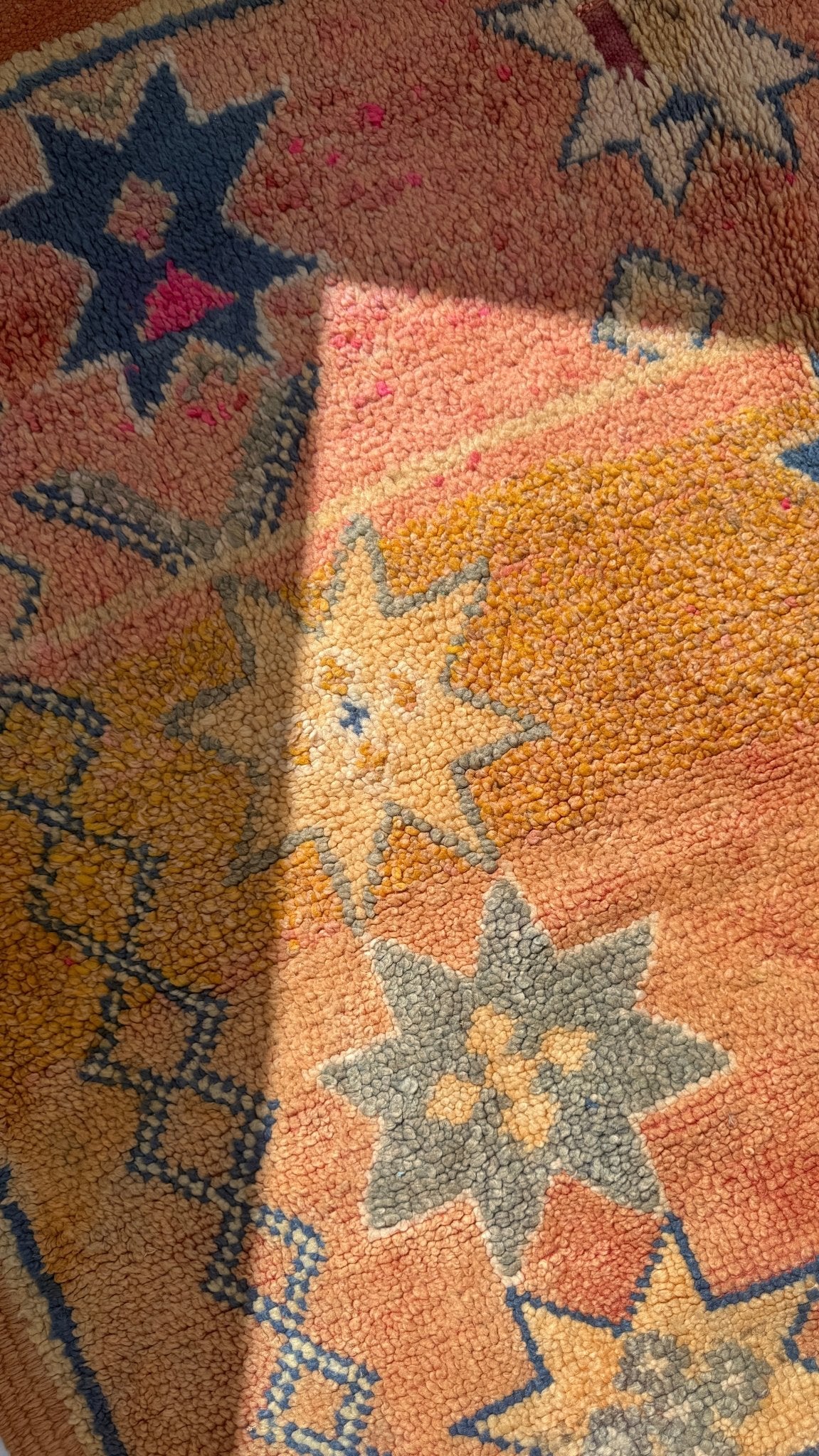 Boujaad Vintage Moroccan Rug - Beige/Blues - 277cm x 149cm - Rohi Threads