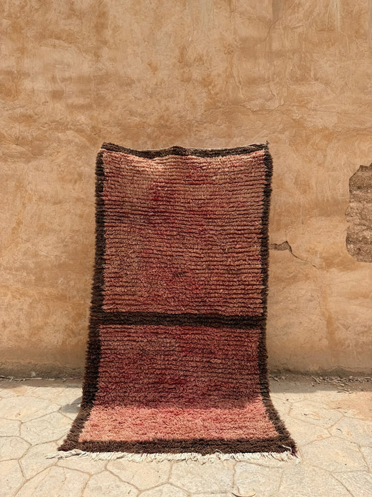 Boujaad Vintage Moroccan Rug - Pink/Brown - 240cm x 137cm - Rohi Threads