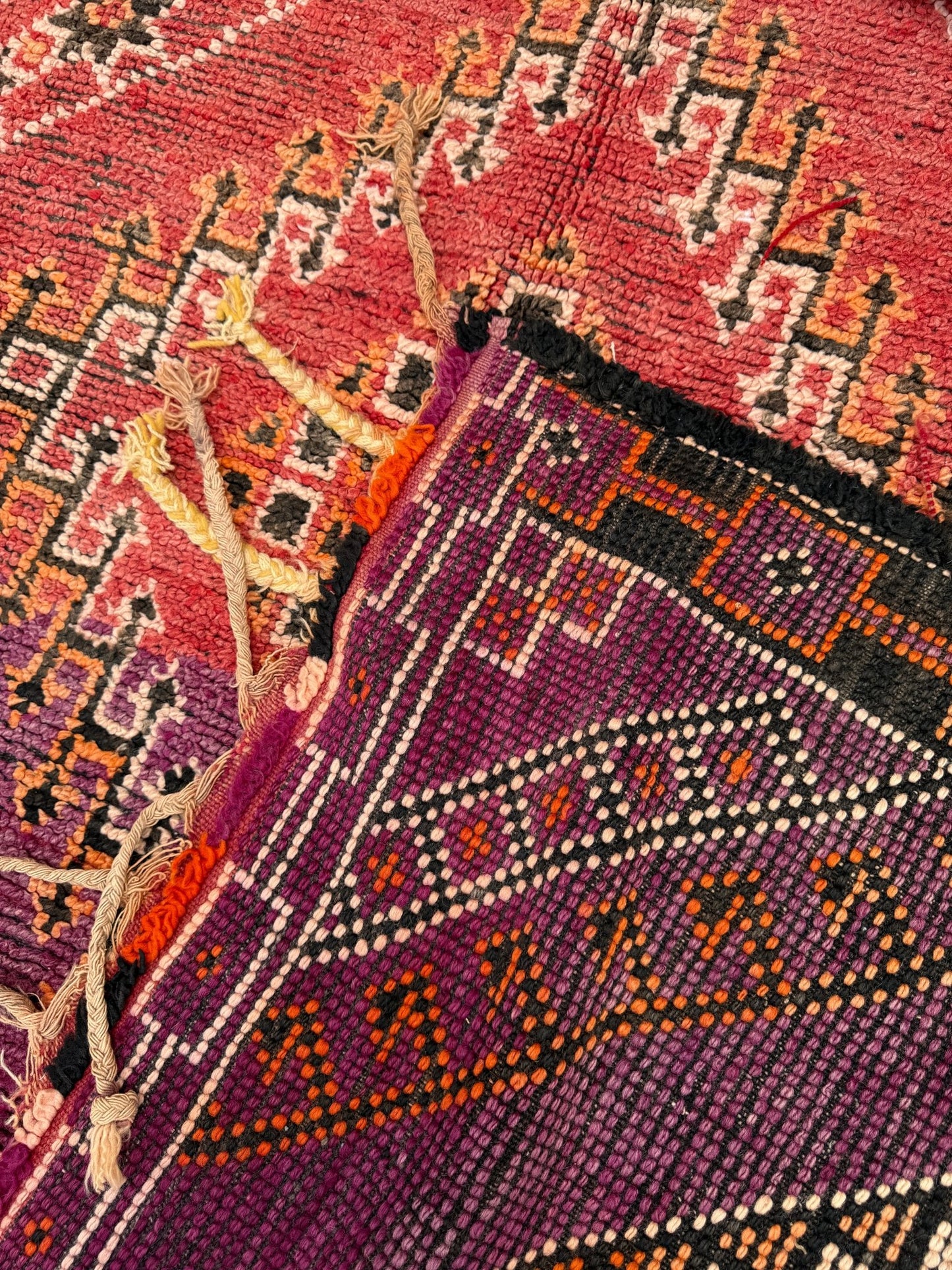 Boujaad Vintage Moroccan Rug - Red/Purple - 331cm x 166cm - Rohi Threads