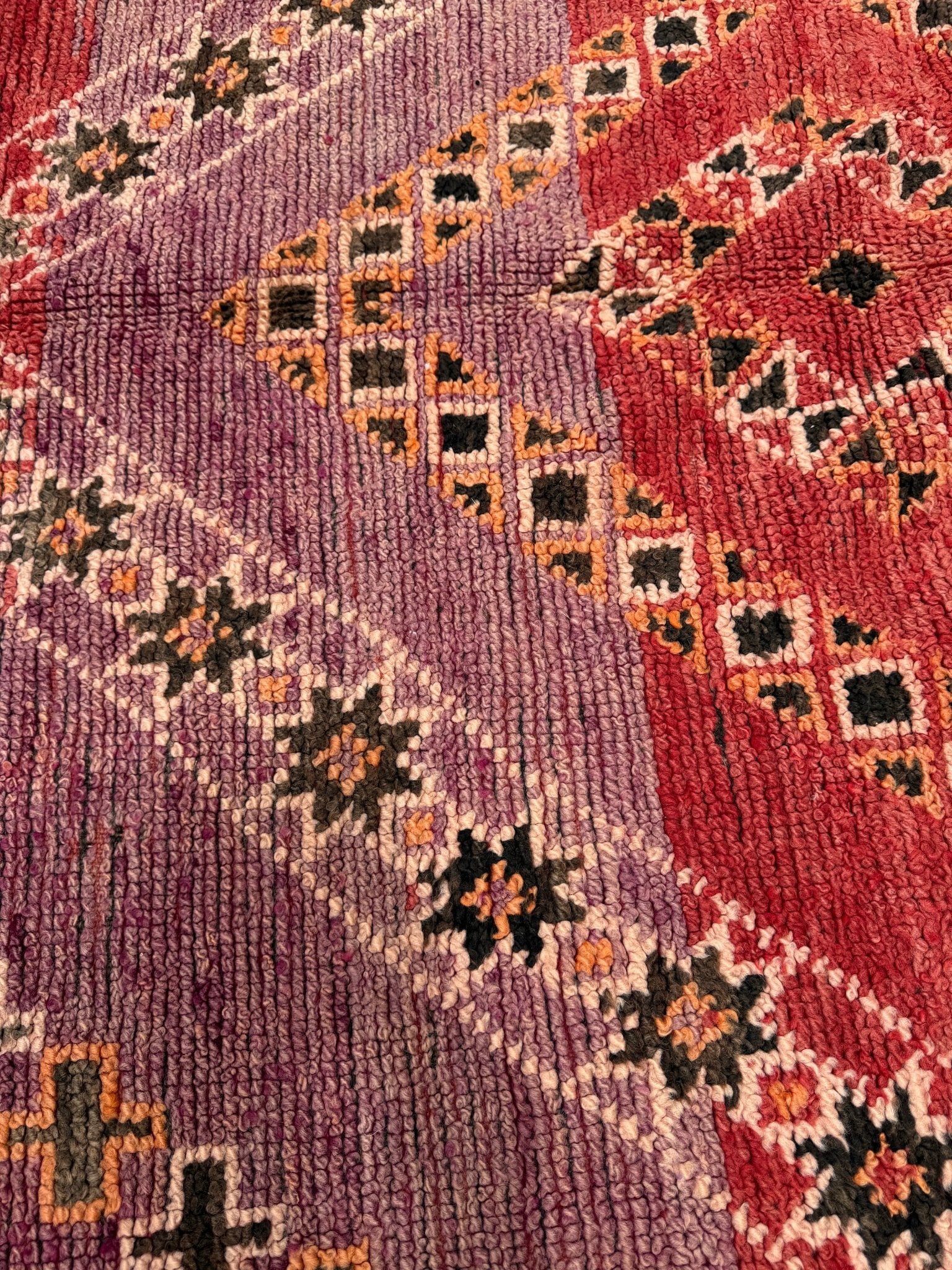 Boujaad Vintage Moroccan Rug - Red/Purple - 331cm x 166cm - Rohi Threads