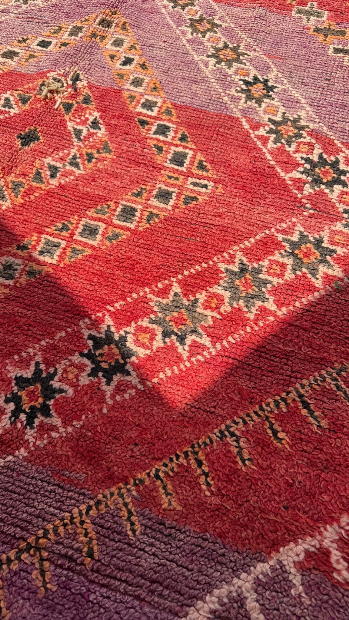 Boujaad Vintage Moroccan Rug - Red/Purple - 331cm x 166cm - Rohi Threads