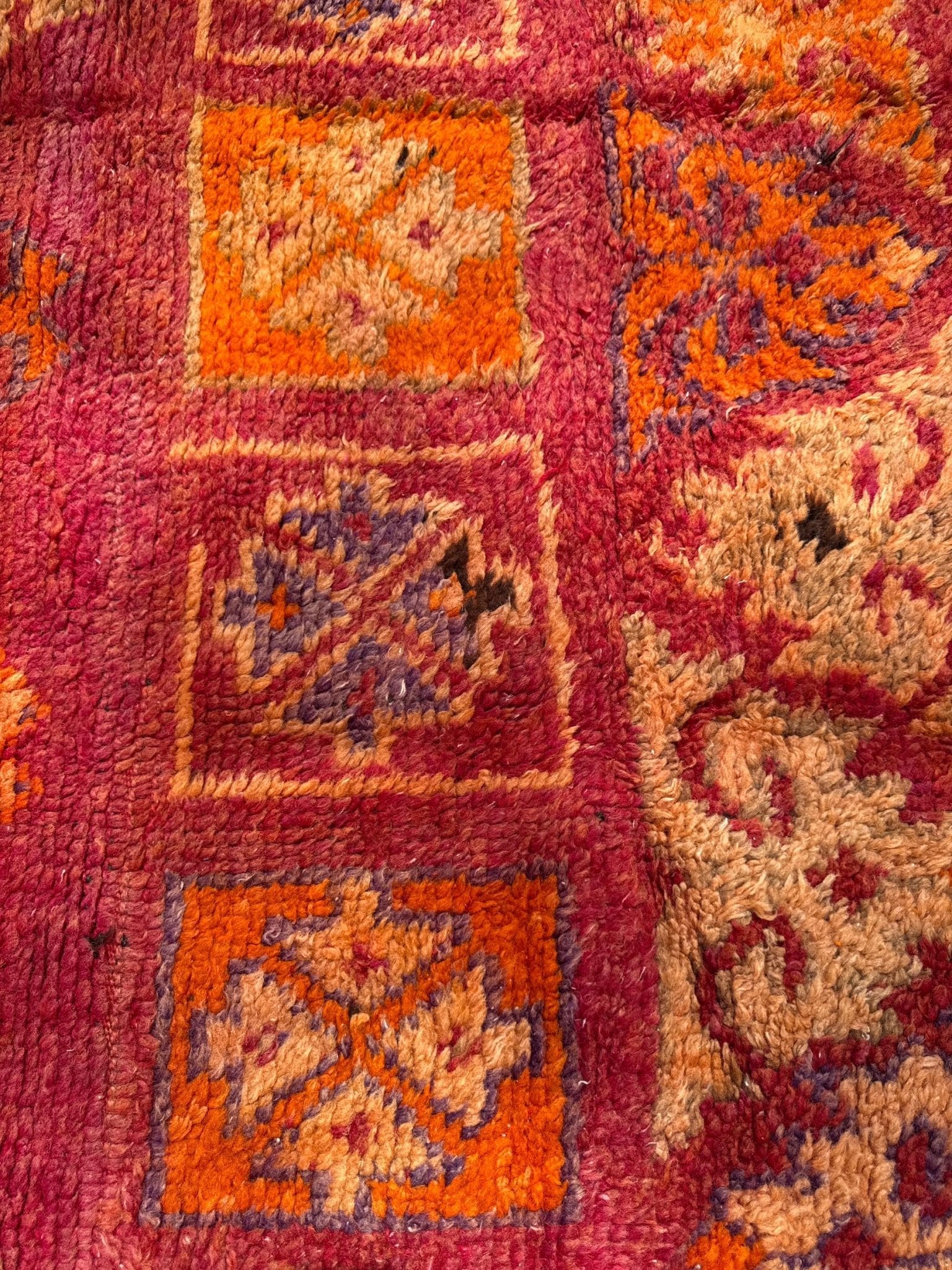Haouz Vintage Moroccan Rug - Red/Plum/Orange - 390cm x 176cm - Rohi Threads