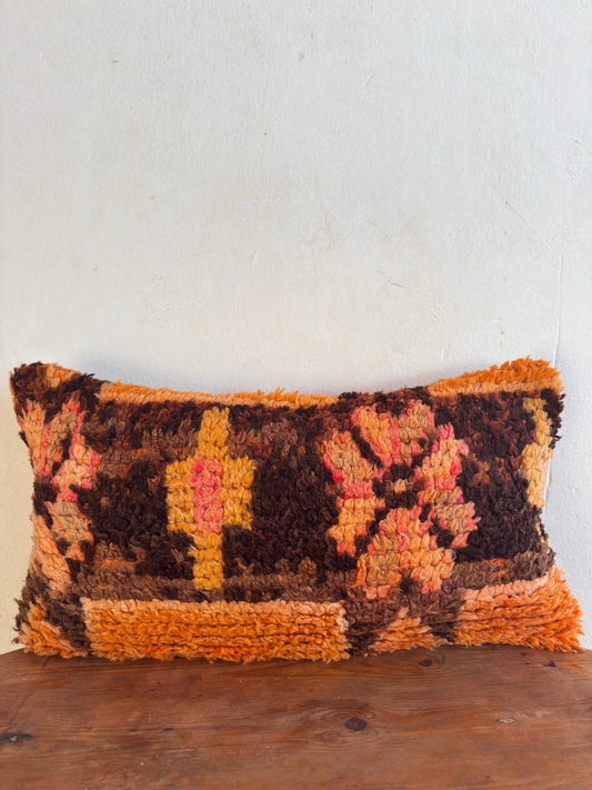 Large Boujaad Cushion Cover - Orange/Brown - Rohi Threads