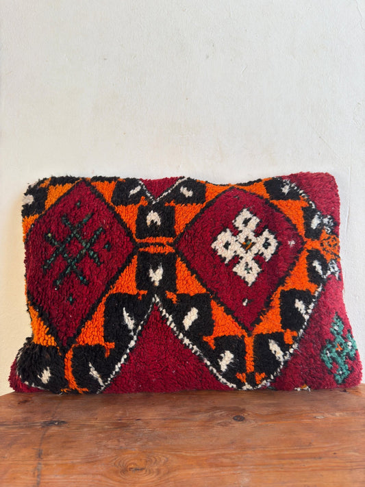 Large Boujaad Cushion Cover - Red/Orange - Rohi Threads