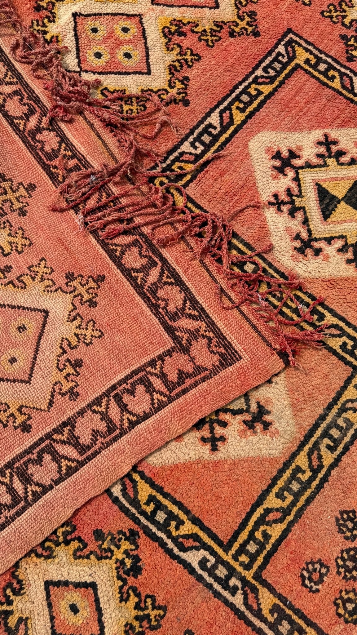 Large Vintage Moroccan Rug - Terracotta/Yellow - 340cm x 200cm - Rohi Threads