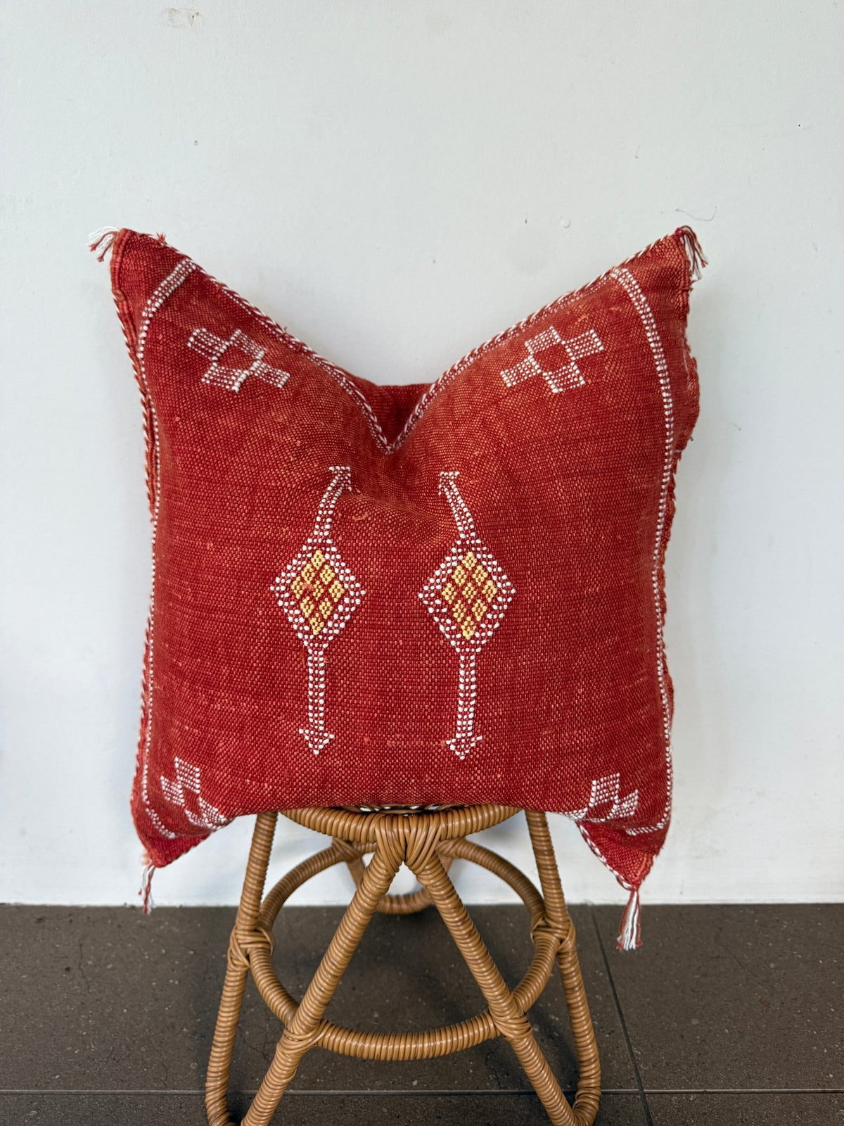 Rust Moroccan Cactus Silk Cushion Cover no. 1 - Rohi Threads