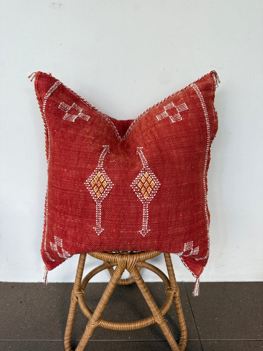 Rust Moroccan Cactus Silk Cushion Cover no. 1 - Rohi Threads