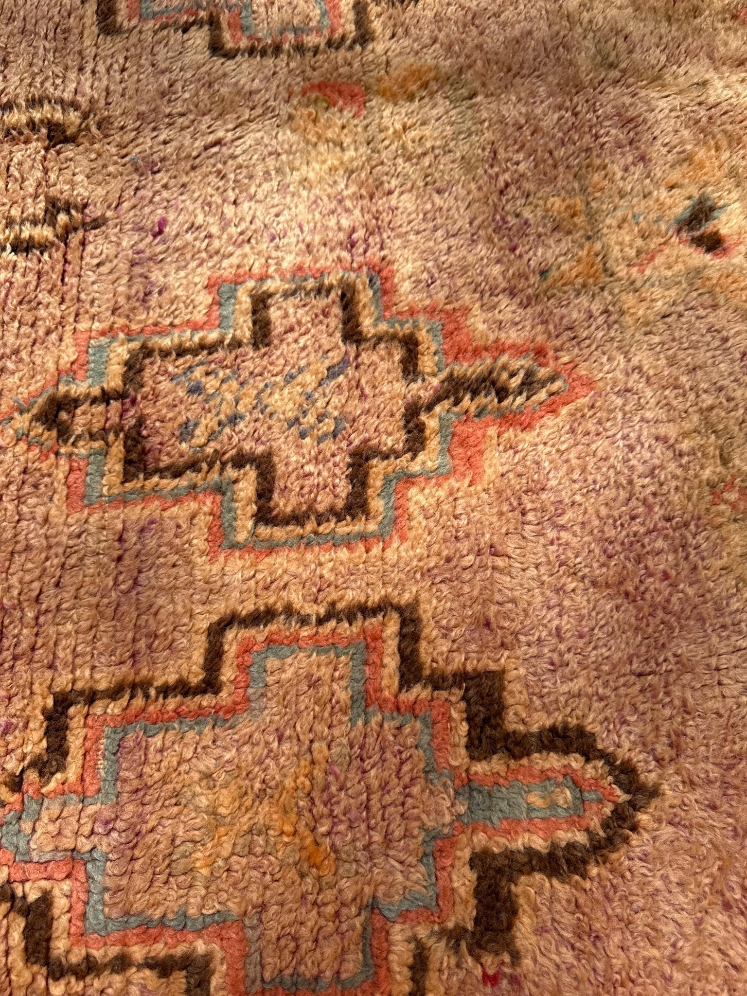 Taznakht Vintage Moroccan Rug - Pink/Orange/Lilac - 413cm x 170cm - Rohi Threads
