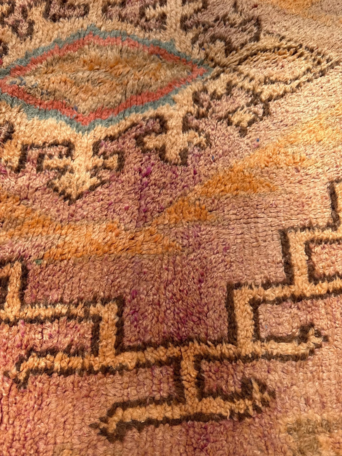 Taznakht Vintage Moroccan Rug - Pink/Orange/Lilac - 413cm x 170cm - Rohi Threads