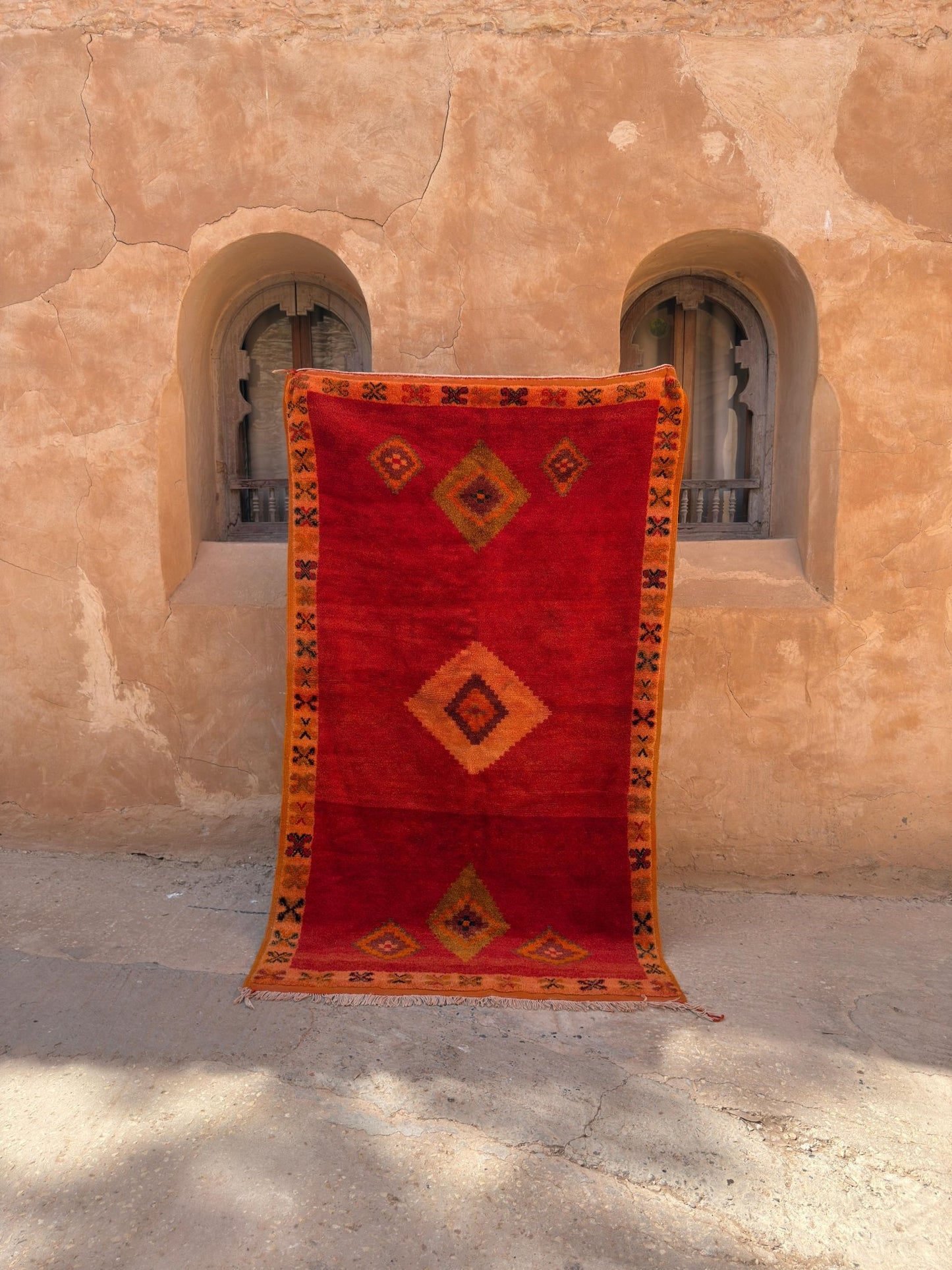 Taznakht Vintage Moroccan Rug - Red - 226cm x 133cm - Rohi Threads