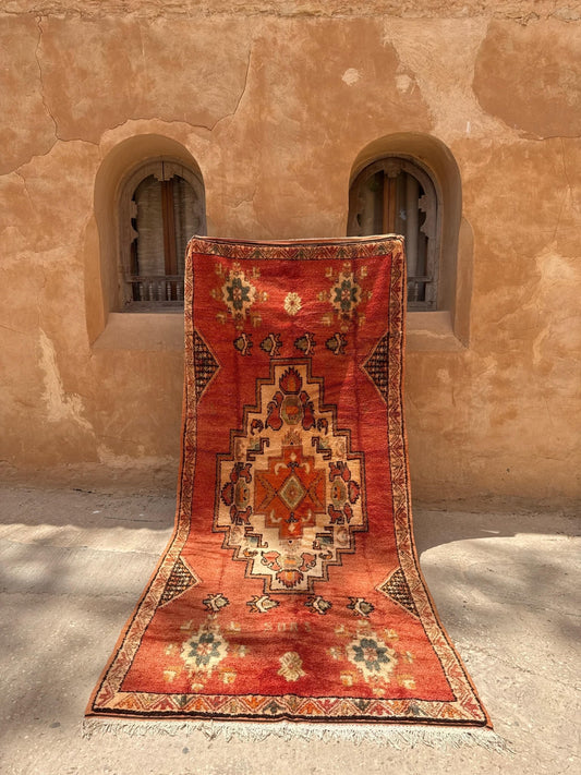 Taznakht Vintage Moroccan Rug - Terracotta - 390cm x 176cm - Rohi Threads