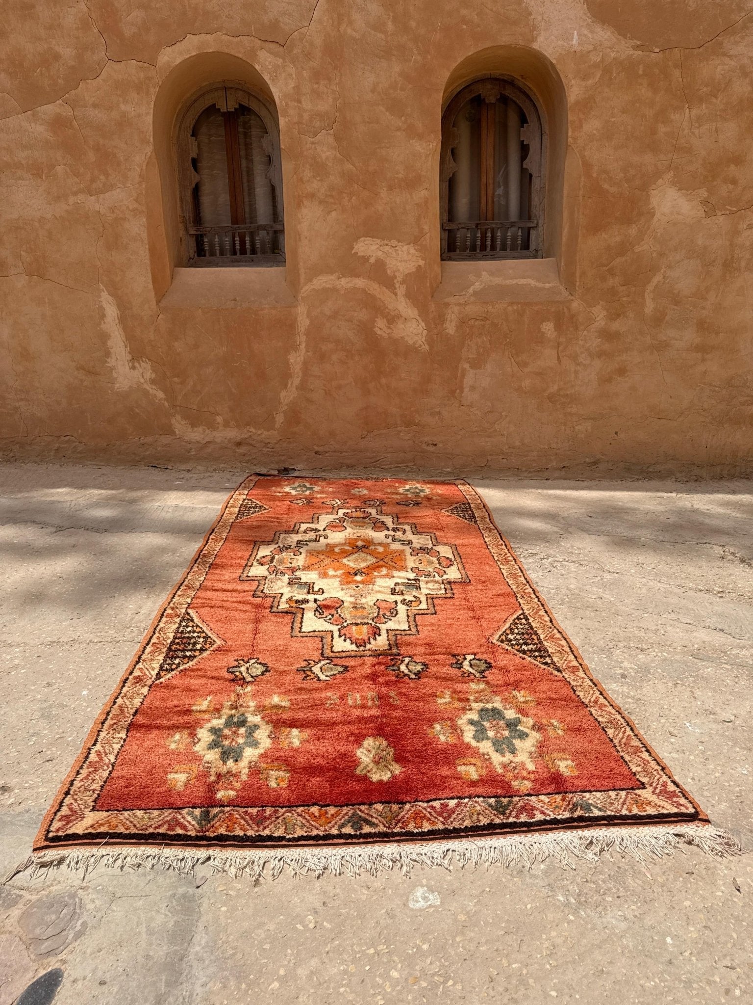 Taznakht Vintage Moroccan Rug - Terracotta - 390cm x 176cm - Rohi Threads