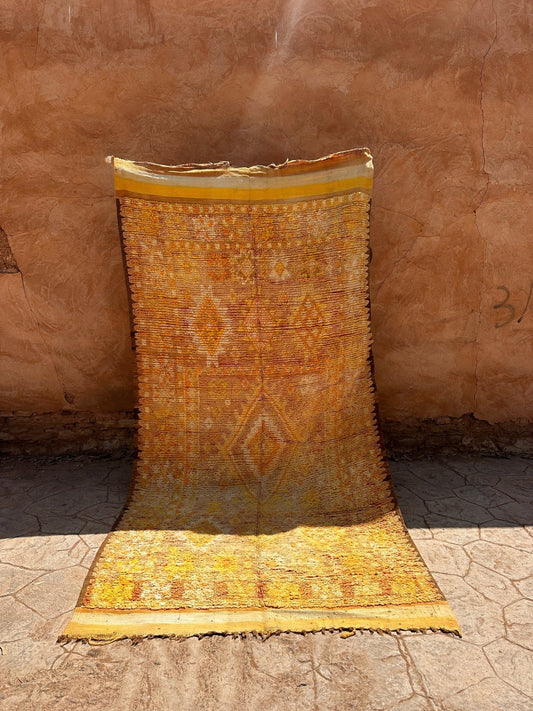 Vintage Moroccan Rug Ben Sbaa - Mustard/Beige - 330cm x 160cm - Rohi Threads