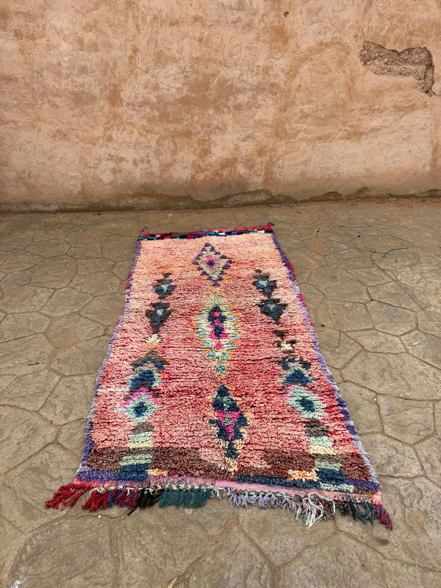 Vintage Small Morocan Boujaad Rug - 249cm x 119cm - Rohi Threads