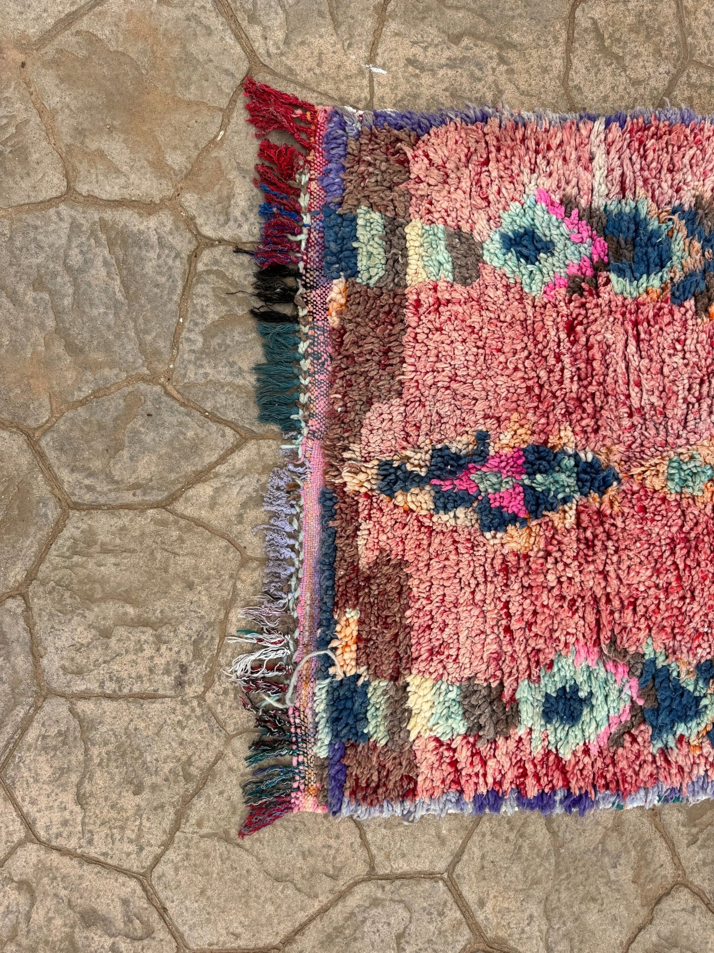 Vintage Small Morocan Boujaad Rug - 249cm x 119cm - Rohi Threads