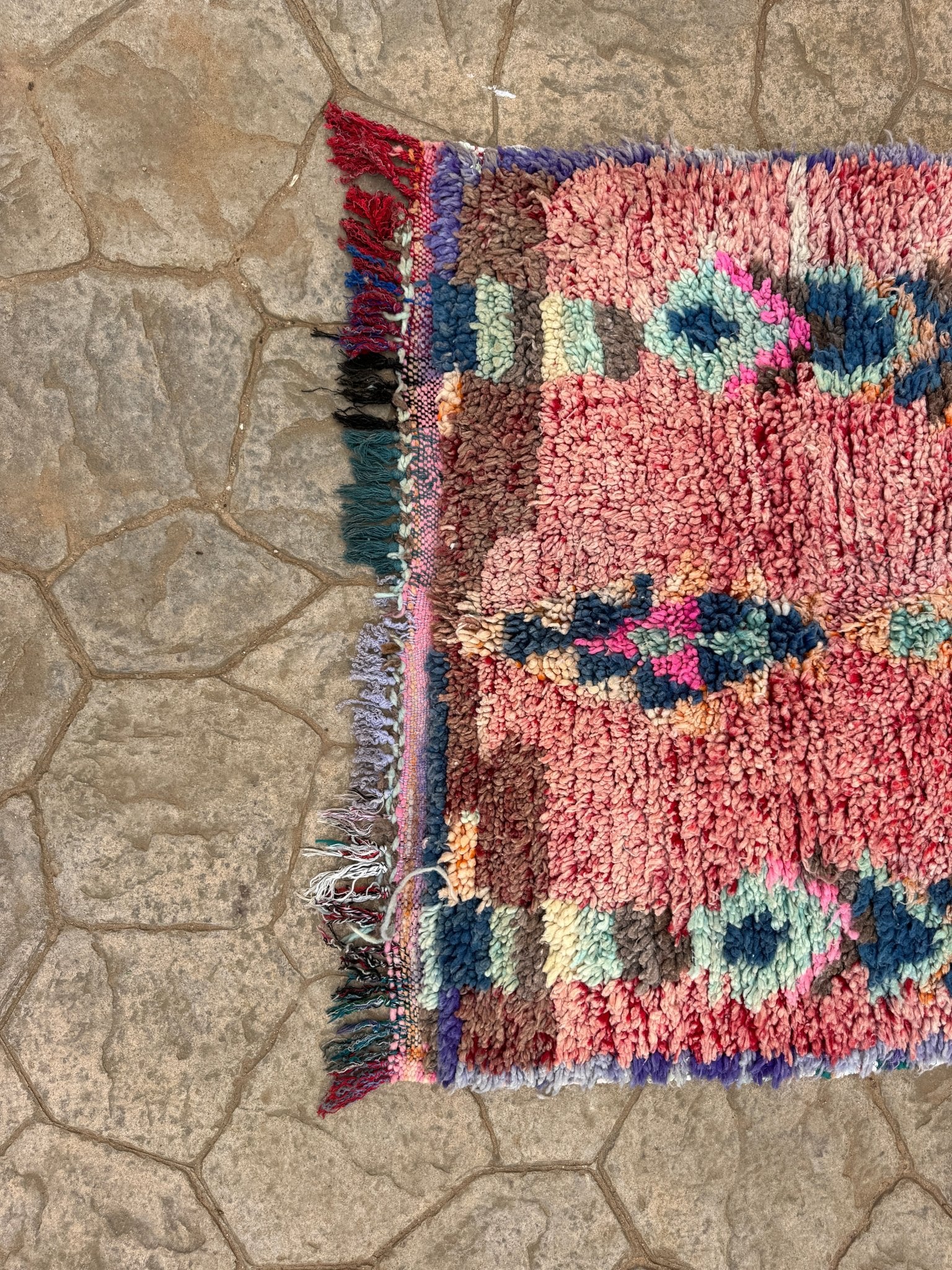 Vintage Small Morocan Boujaad Rug - 249cm x 119cm - Rohi Threads